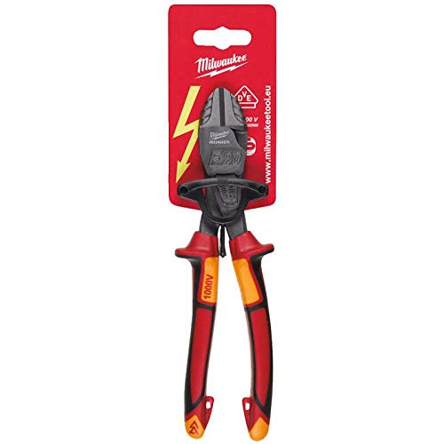 Milwaukee Heavy Duty Diagonal Cutting Pliers VDE 200mm - Professional Electrical Wire Cutters for Electricians & DIY Projects