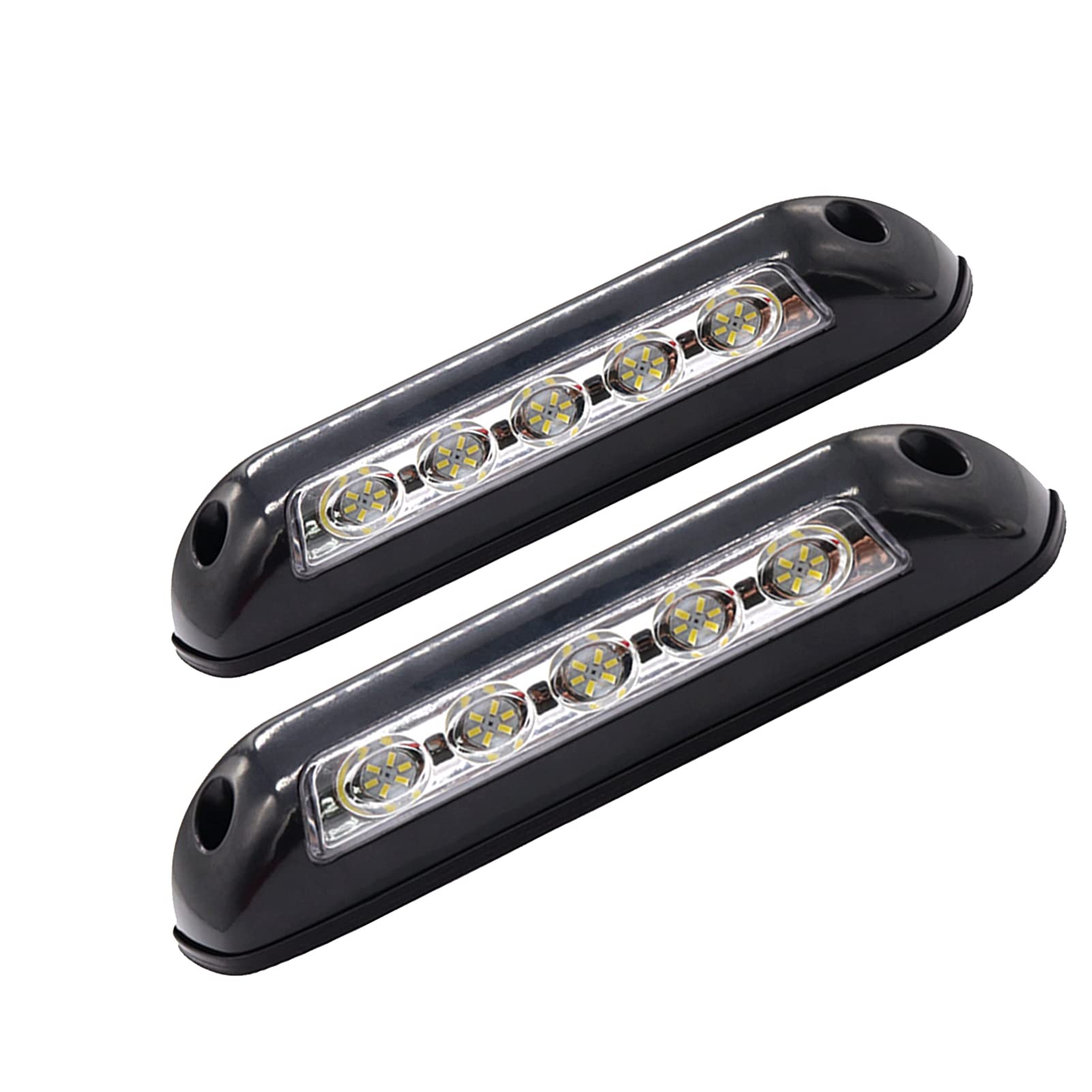 2Pcs 12V Waterproof RV LED Porch Awning Lights - Black Marine Grade Lighting for Caravans, Motorhomes, Trucks, Boats & Trailers | Outdoor Camping, Patio & Deck Illumination