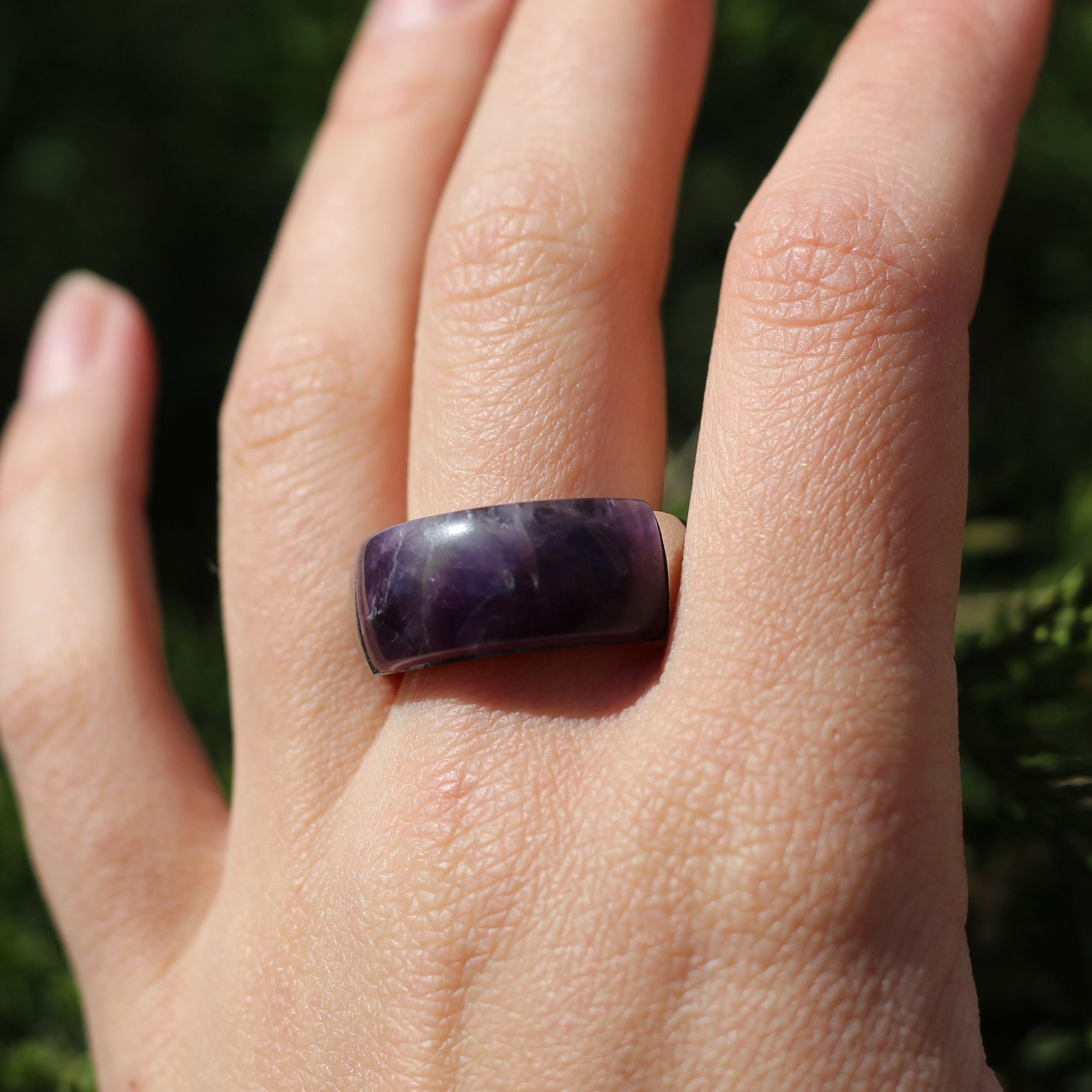 Natural Amethyst Polished Ring for Women - Elegant Purple Gemstone Jewelry for Gift, Wedding & Everyday Wear