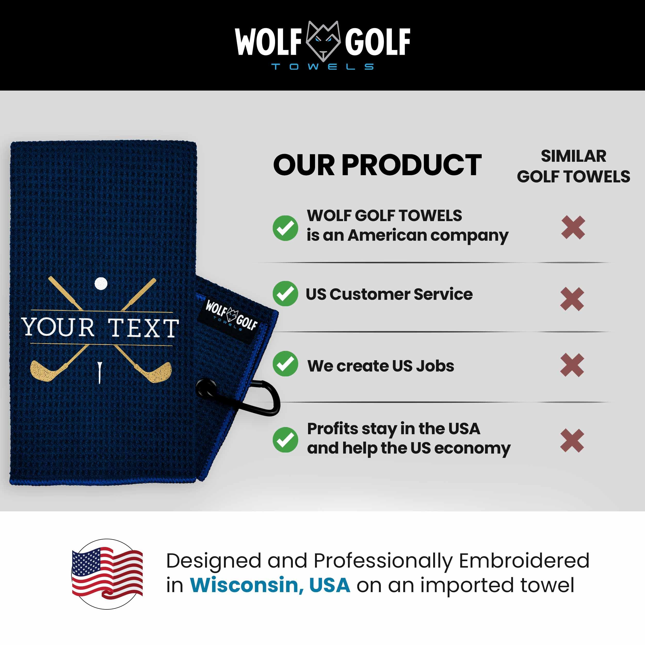 Custom Personalized Golf Towel for Golf Bags - Monogrammed Golf Gift for Men & Women - Perfect for Golfers, Tournaments & Club Events