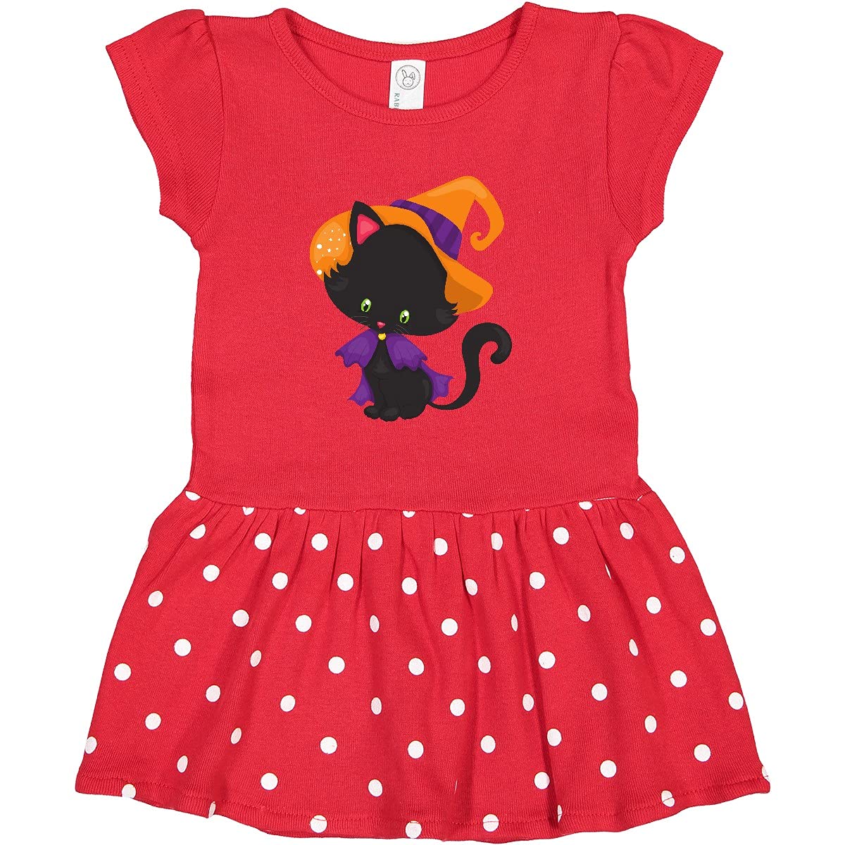 Inktastic Halloween Cat Toddler Dress - Cute Black Cat with Witch Hat | Perfect for Halloween Costume Parties & Trick-or-Treating