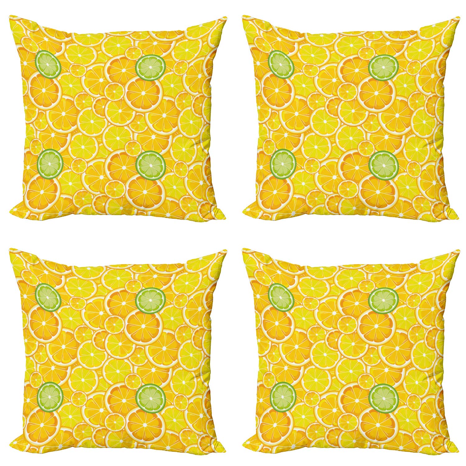 Ambesonne 4-Pack Yellow Citrus Fruit Decorative Throw Pillow Covers - 20