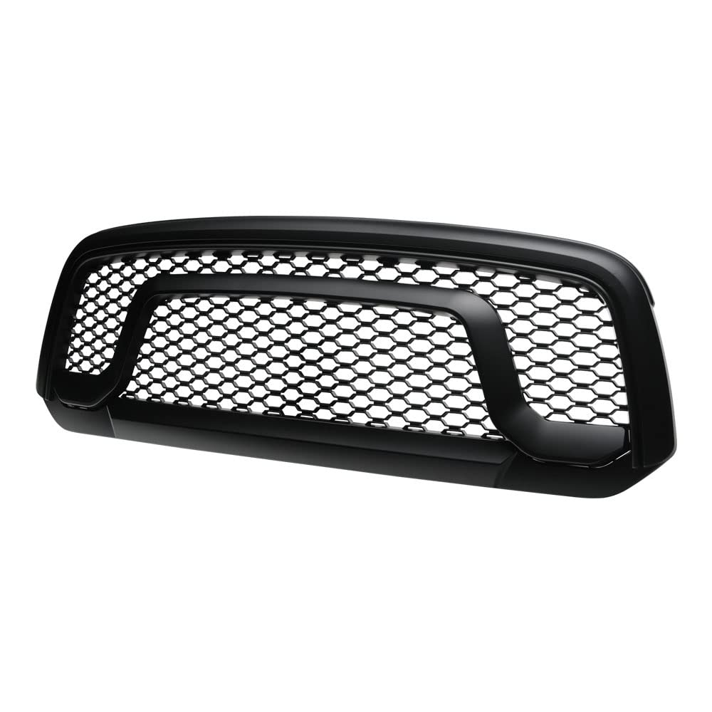 2013-2022 Dodge Ram 1500 & Classic Rebel Style Matte Black Honeycomb Mesh Front Bumper Grill | Replacement Grille for Off-Road & Truck Customization | Enhances Vehicle Appearance & Protection