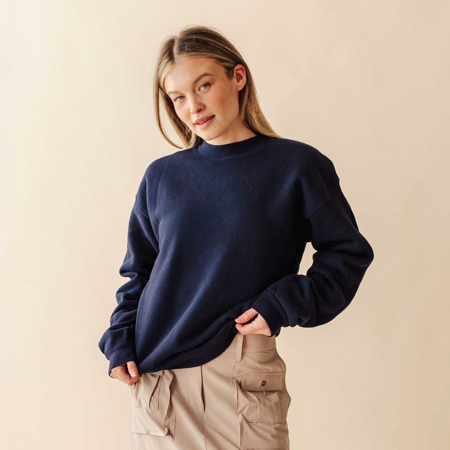 Arrive Crew Neck T-Shirt for Men - Soft Navy Blue Cotton Tee - Casual Everyday Wear & Layering Essential