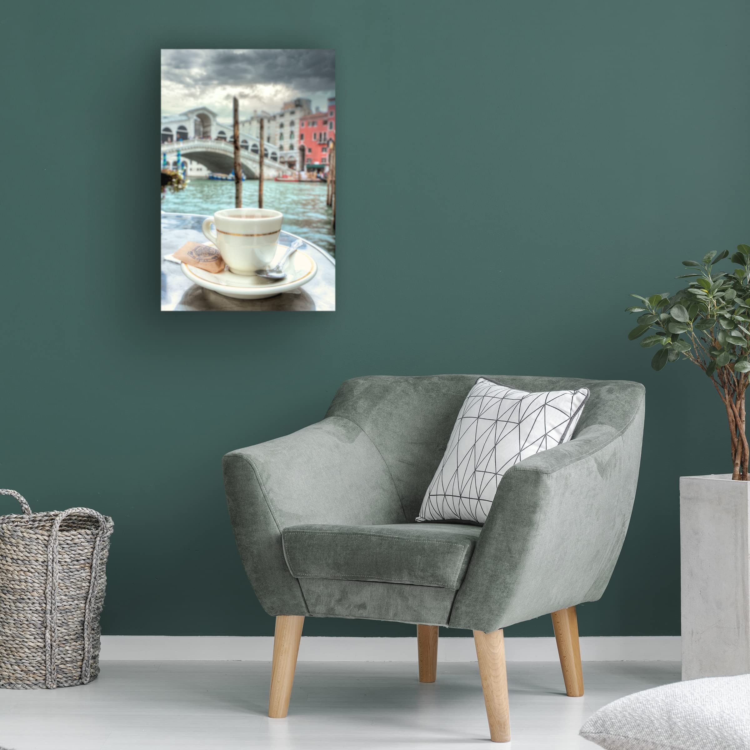 Trademark Fine Art 'Caffe Rialto Bridge 1' Canvas Wall Art Print by Alan Blaustein - Italian Venice Cafe Painting for Living Room, Bedroom & Office Decor