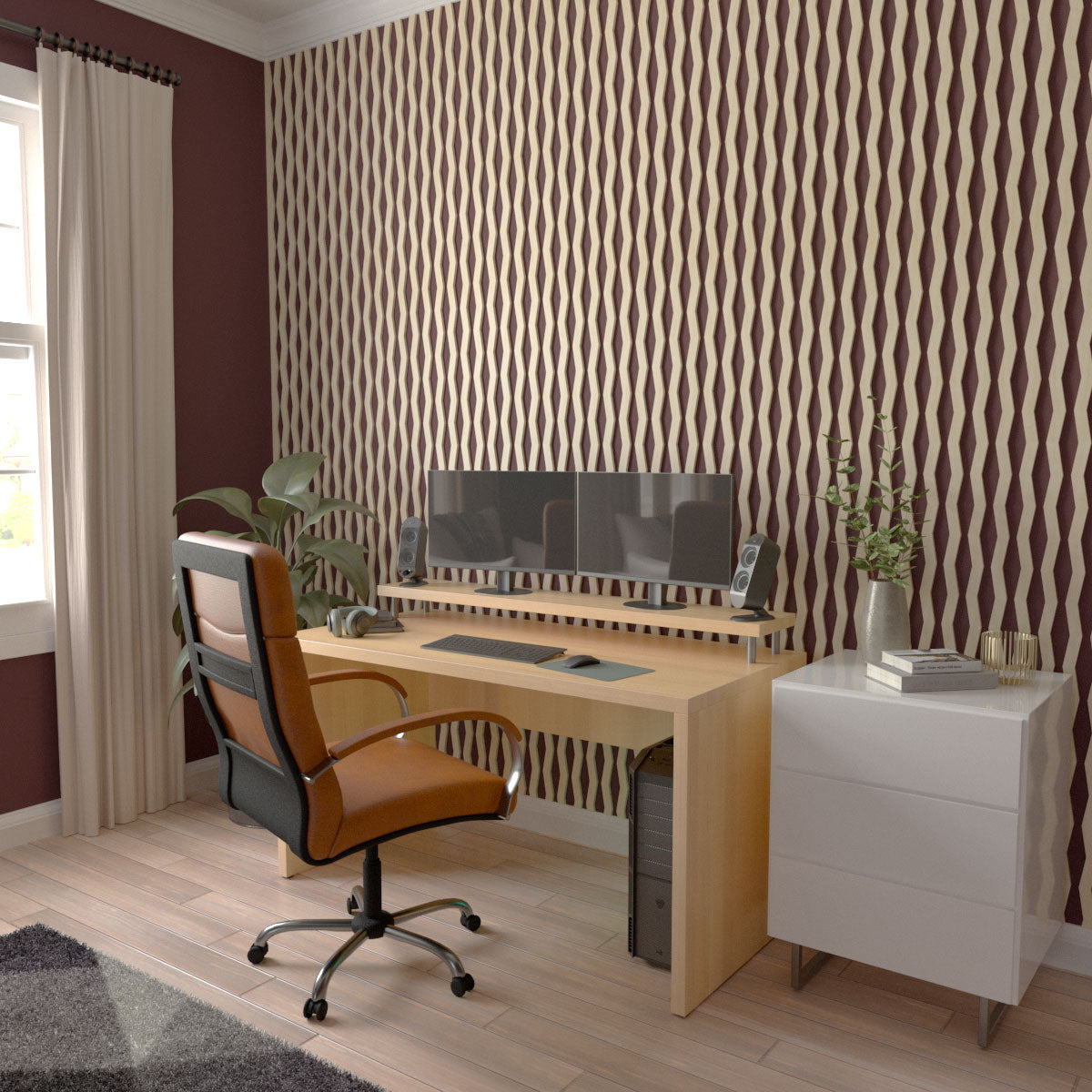 Eastport Adjustable Wood Slat Wall Kit - DIY Modern Acoustic Panel for Home Office & Bedroom Decor - Easy Installation & Customizable Design