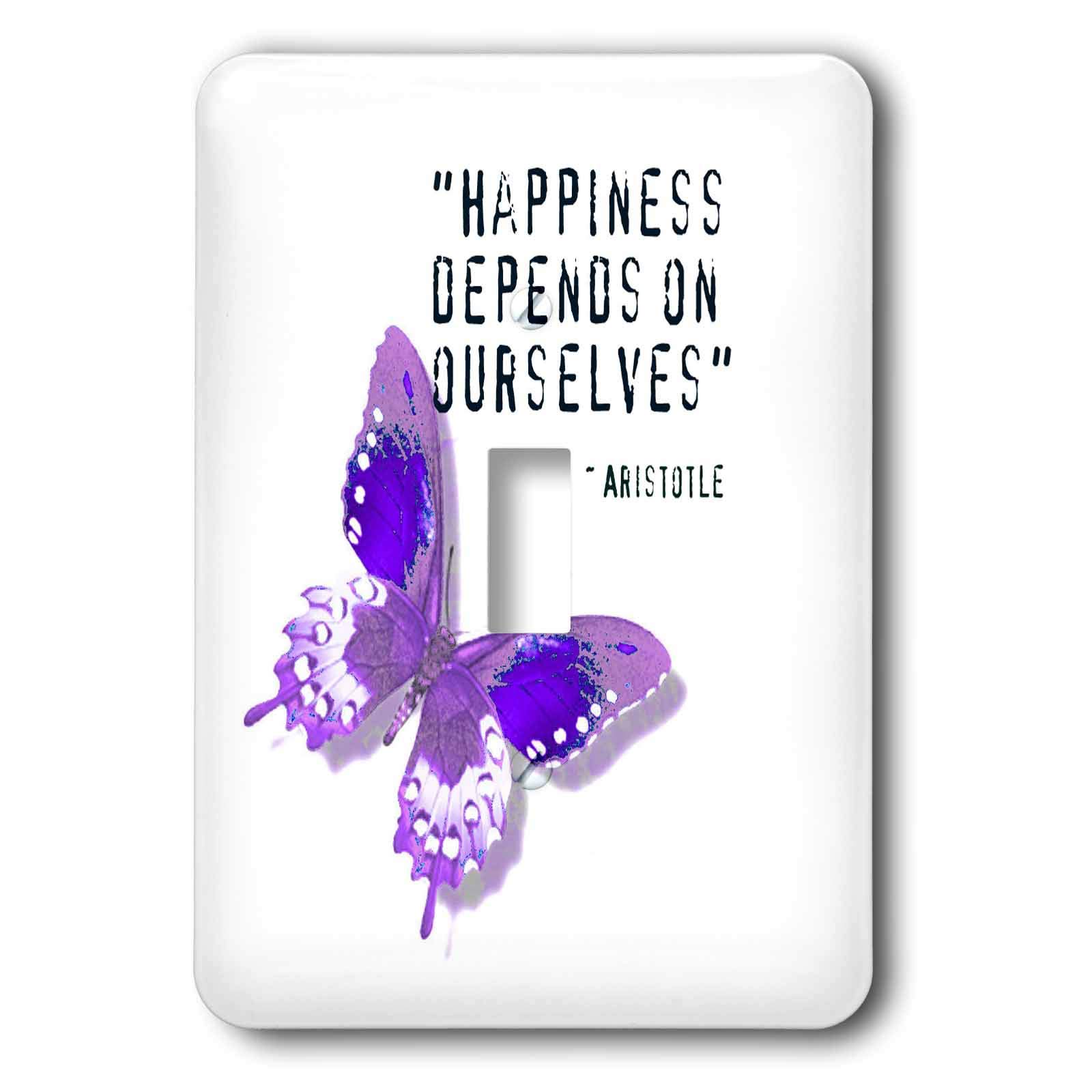 3dRose lsp_31418_1 Purple Butterfly Light Switch Cover with Inspirational Happiness Quote - Perfect for Home, Office & Spiritual Decor