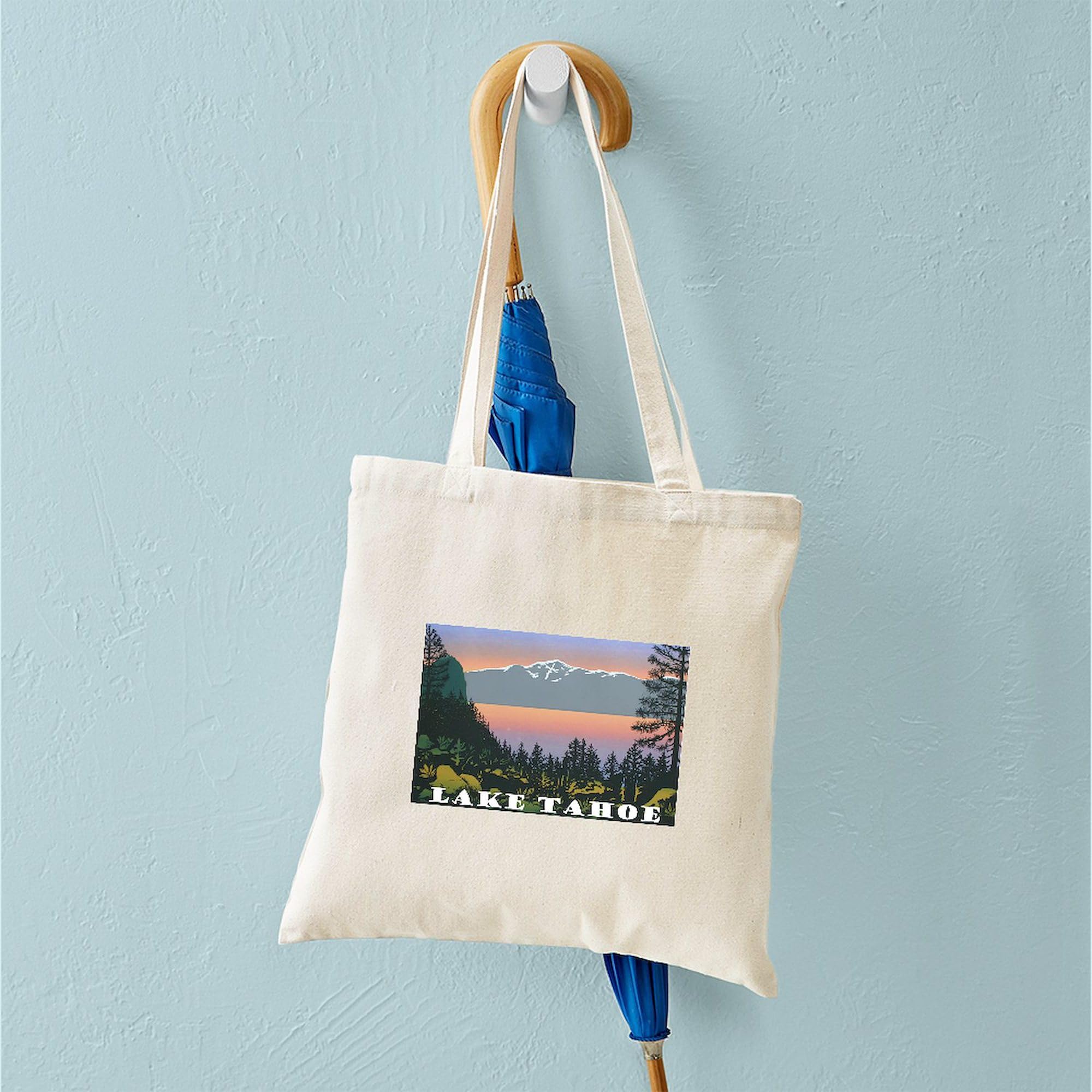 Mt. Tallac Lake Tahoe Canvas Tote Bag - Eco-Friendly Reusable Shopping Bag for Groceries, Beach & Travel | Natural Cotton Carryall