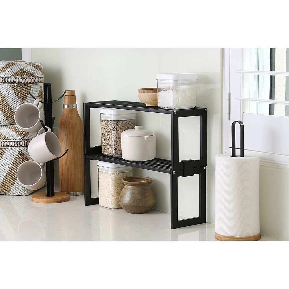 4 Pack Black Shelf & Rack Stacking Clips - Heavy Duty Organizer Clips for Kitchen, Bathroom, Garage Storage - Secure Stacking Solution for Wire Shelves, Closet Rods & Retail Displays