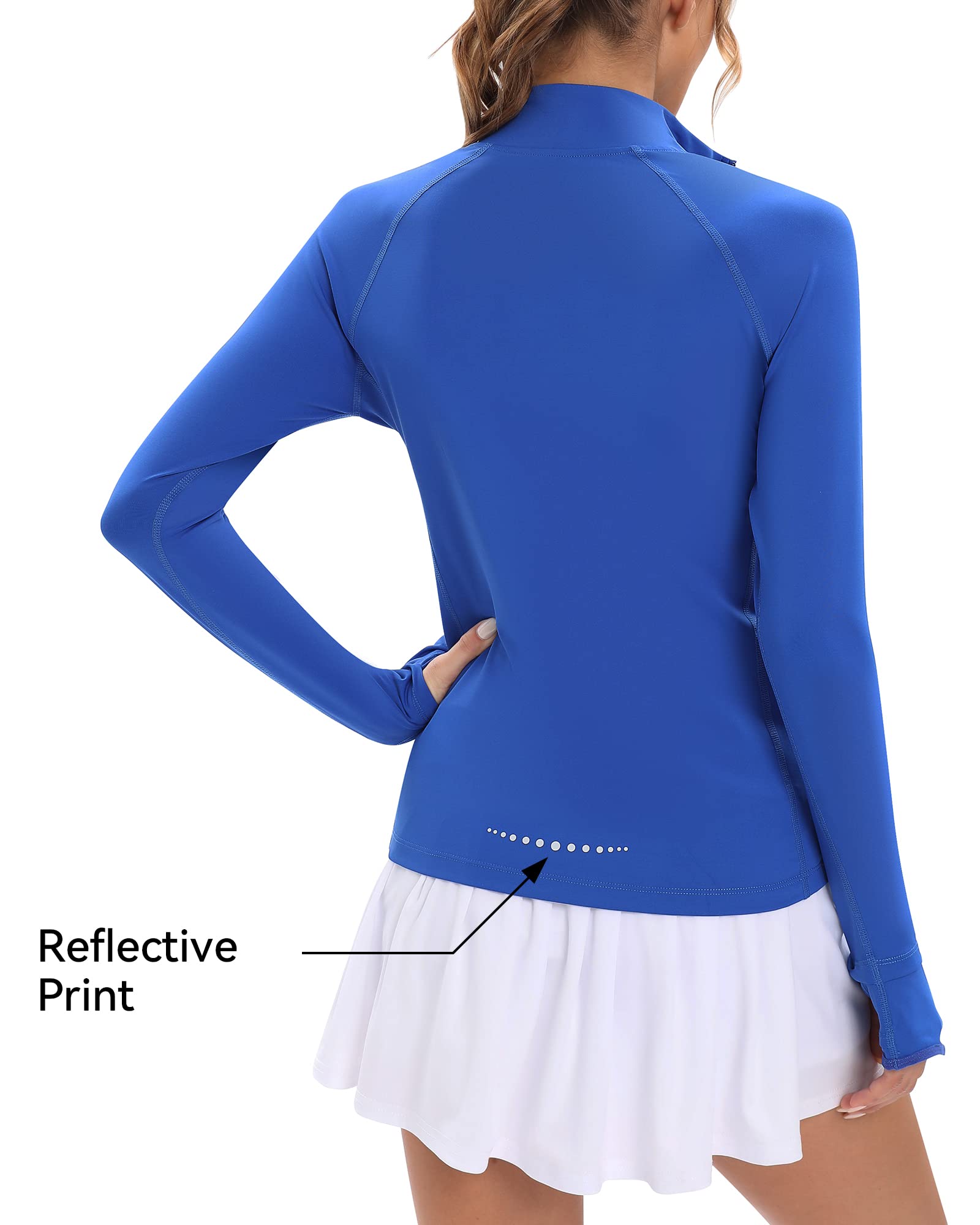 Runhit Women's Long Sleeve UPF 50+ Sun Protection Golf Shirt - Quick Dry Moisture Wicking Zip Pullover for Hiking, Tennis, Running & Workout - Perfect for Outdoor Sports & Active Lifestyle