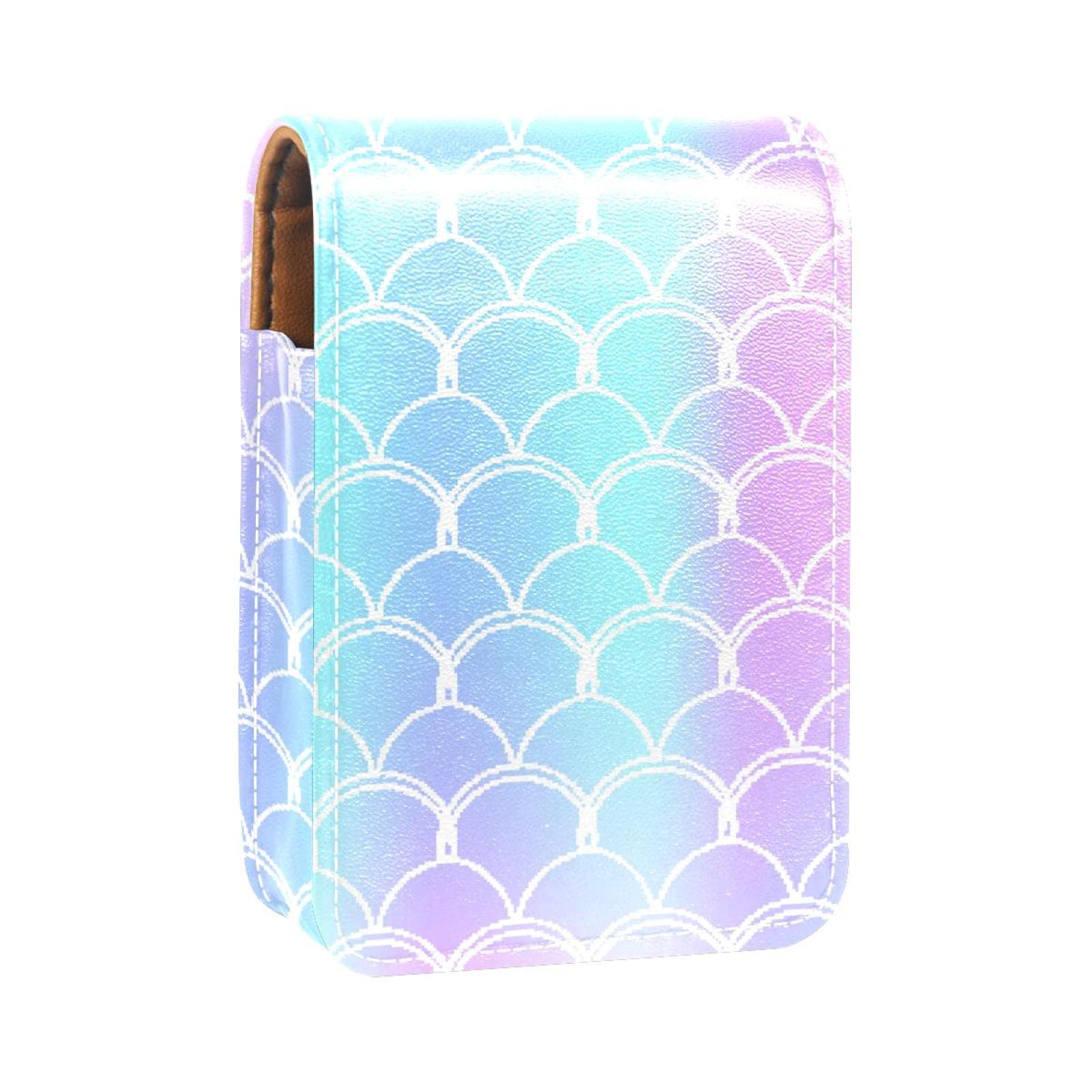 Mermaid Scale Lipstick Case with Mirror - Portable Lipstick Organizer for Women & Girls, Compact Lipstick Holder for Purse - Perfect for Travel, Parties & Daily Makeup Touch-ups