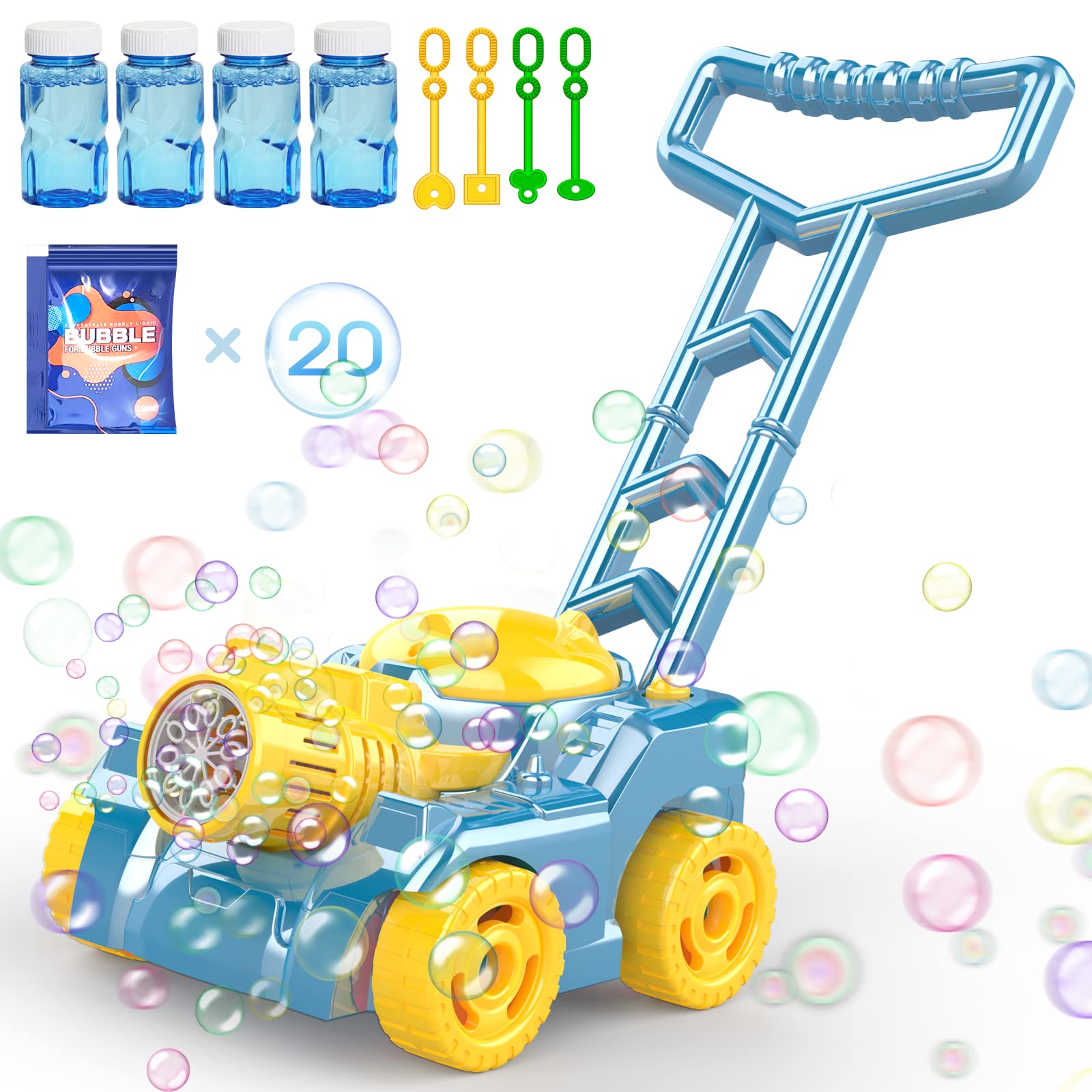 Bubble Machine for Kids - Bubble Blower Maker & Lawn Mower Toy for Toddlers | Outdoor Summer Push Toy, Backyard Gardening Fun | Perfect for Weddings, Parties, Christmas & Birthday Gifts for Boys & Girls | Great for Outdoor Play, Garden Activities & Special Events