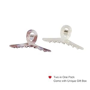 Stylish Tortoiseshell Hair Claw Clips for Women - Medium Banana Jaw Clips, Non-Slip Hair Accessories for Women & Girls (2-Pack with Gift Box) - Perfect for Beach, Gym, Work & Everyday Hairstyling