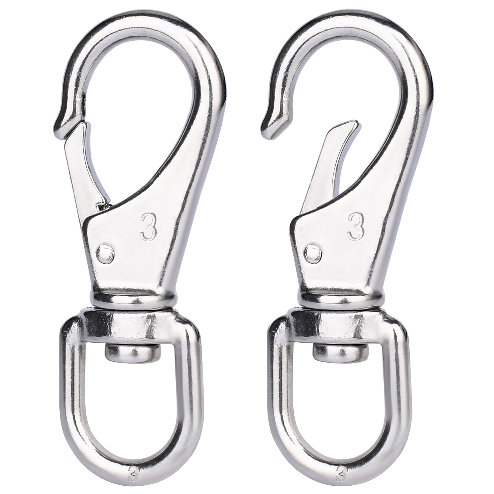 Premium Stainless Steel Swivel Hooks - 2-Pack 4.6 Inch Heavy Duty Spring Clips for Flagpole Ropes, Dog Leashes, Boat Anchors & More | Durable Keychain Hooks for Purses, Pet Chains & Bird Feeders | Outdoor & Marine Use