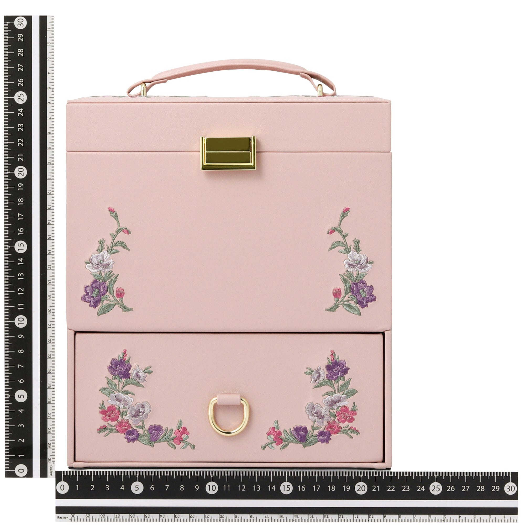 Elegant Pink Embroidery Flower Jewelry Box - Perfect for Gift Giving, Storage & Home Decor