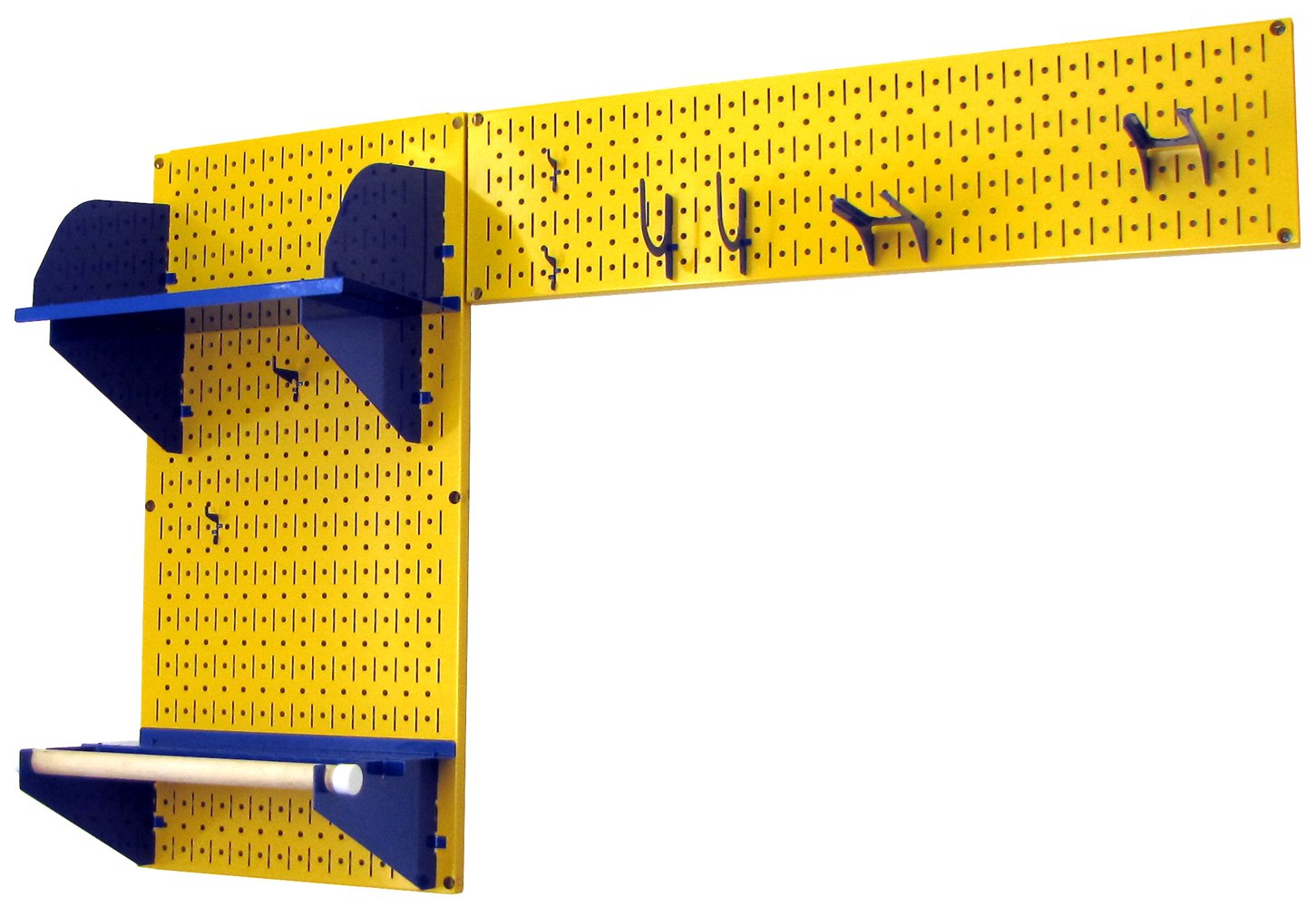 Wall Control Pegboard Garden Tool Organizer Kit - Heavy Duty Yellow Pegboard with Blue Hooks & Accessories for Garage, Shed & Workshop Storage & Organization - Perfect for Organizing Garden Tools, DIY Supplies & Home Improvement Equipment