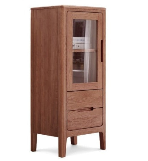 Solid Oak Wood Side Cabinet - Rustic Home Storage Organizer for Living Room, Bedroom, or Entryway