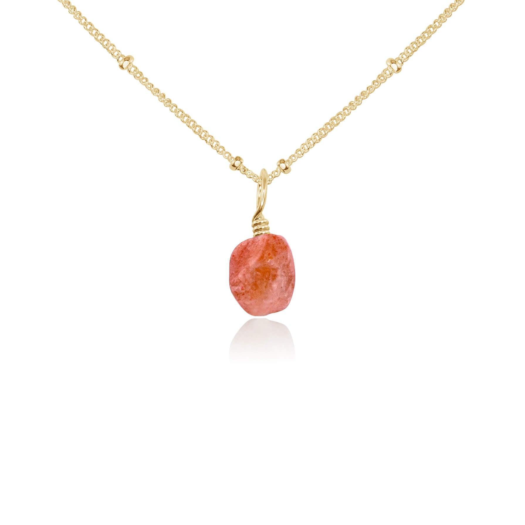 Natural Raw Sunstone Pendant Necklace - Dainty Healing Crystal Jewelry for Women - Perfect for Spiritual Healing, Meditation & Everyday Wear
