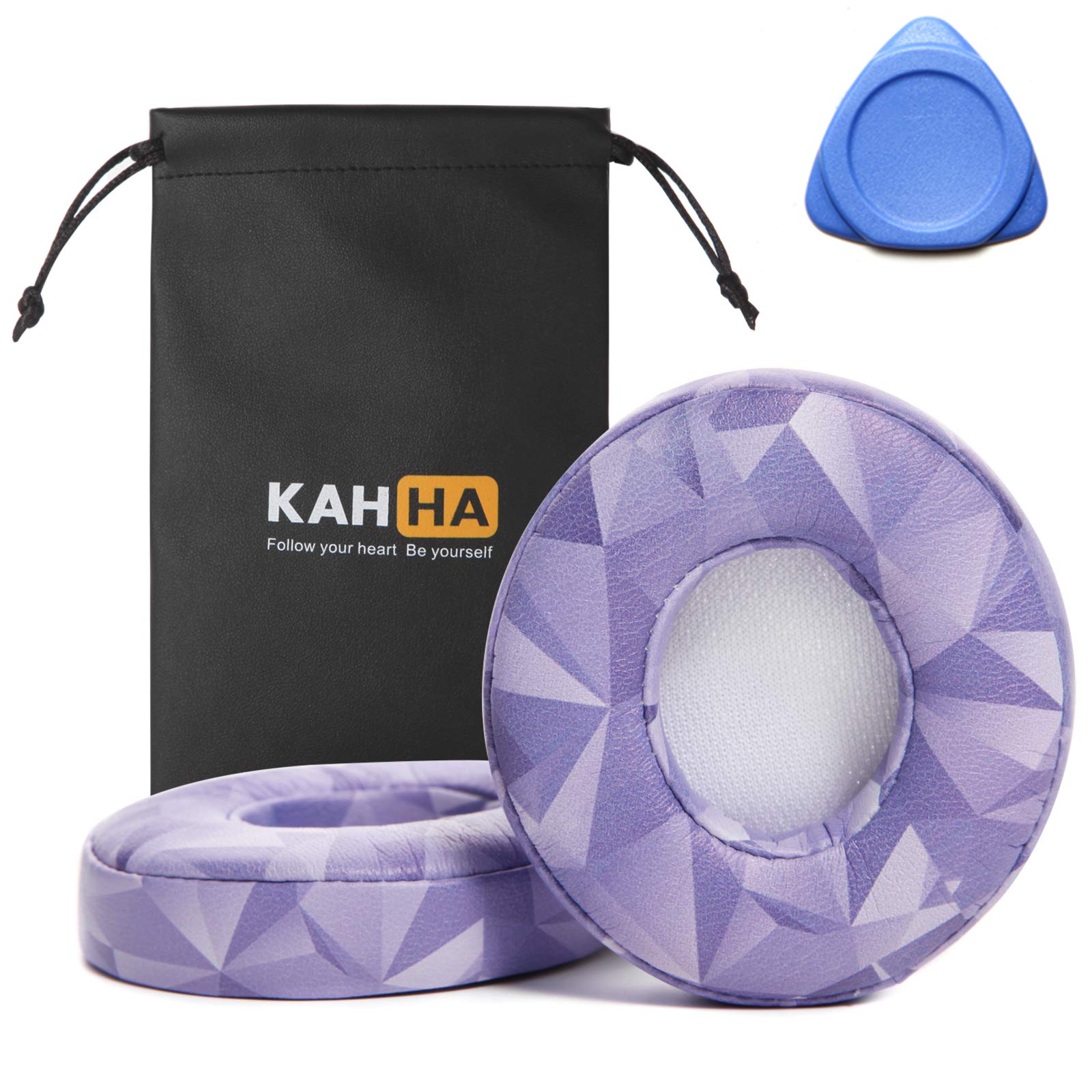 Premium Replacement Ear Pads for Beats Solo 2 & 3 Wireless Headphones - Noise Isolating Memory Foam Cushions with ECO Protein Leather & Strong Adhesive Tape (Diamond Purple) - Perfect for Travel, Workouts & Long Listening Sessions