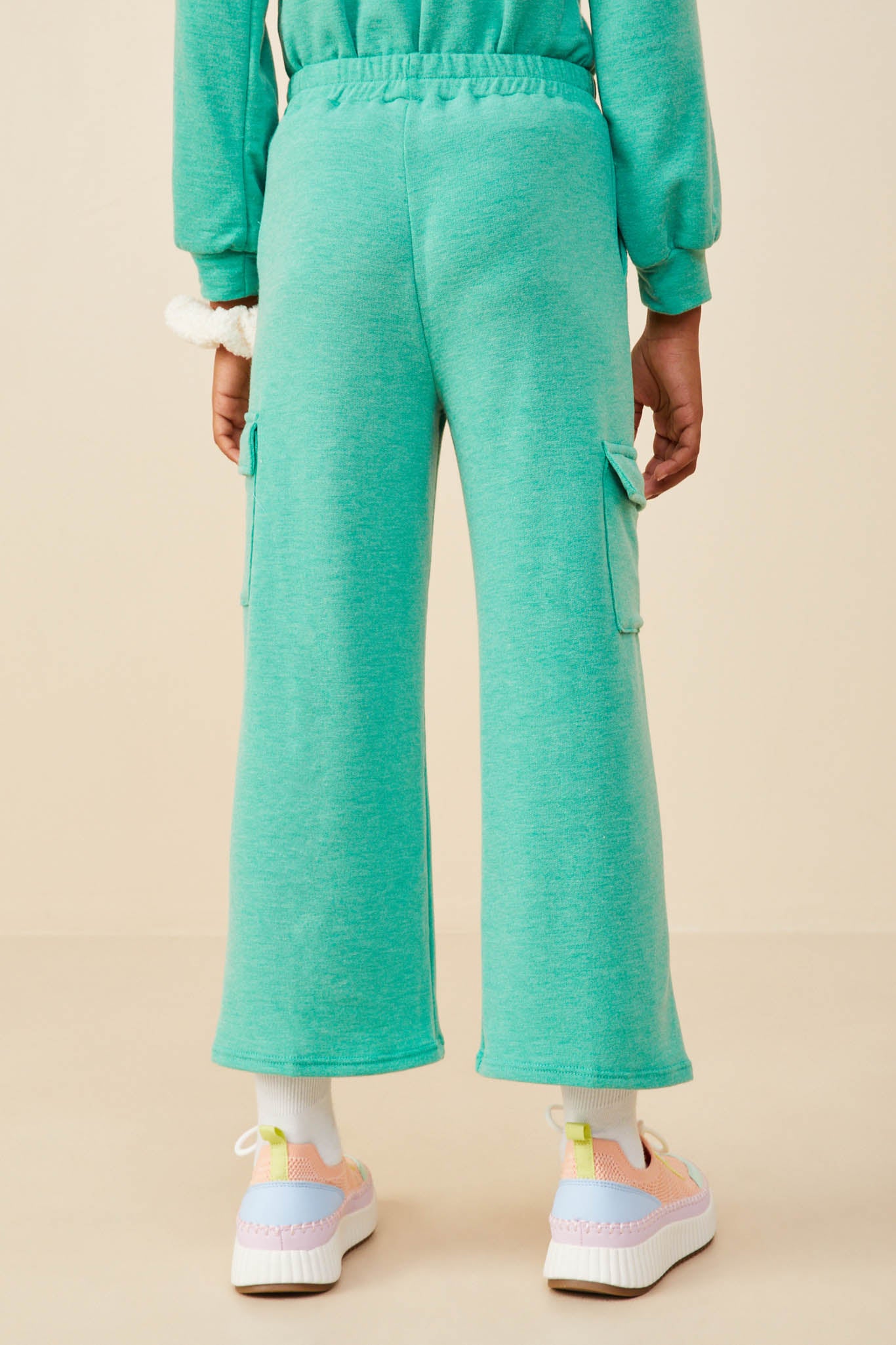 Elastic Waist French Terry Knit Cargo Pants for Women - Comfortable Stretch Joggers with Pockets - Perfect for Yoga, Lounge & Casual Wear