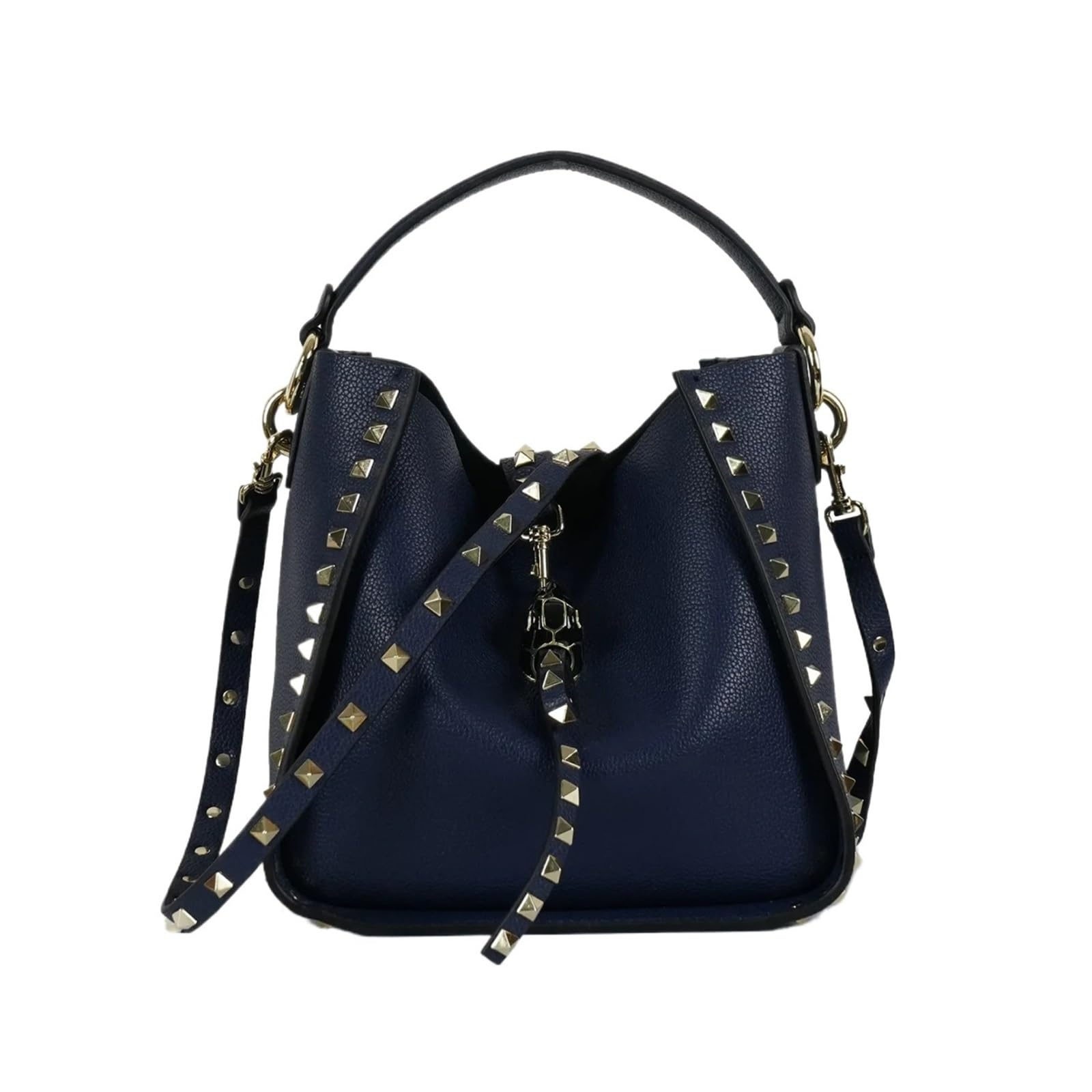 Genuine Leather Women's Bucket Bag - Stylish Rivet Shoulder Handbag for Ladies, Fashion Casual Tote Purse | Perfect for Work, Travel & Everyday Use