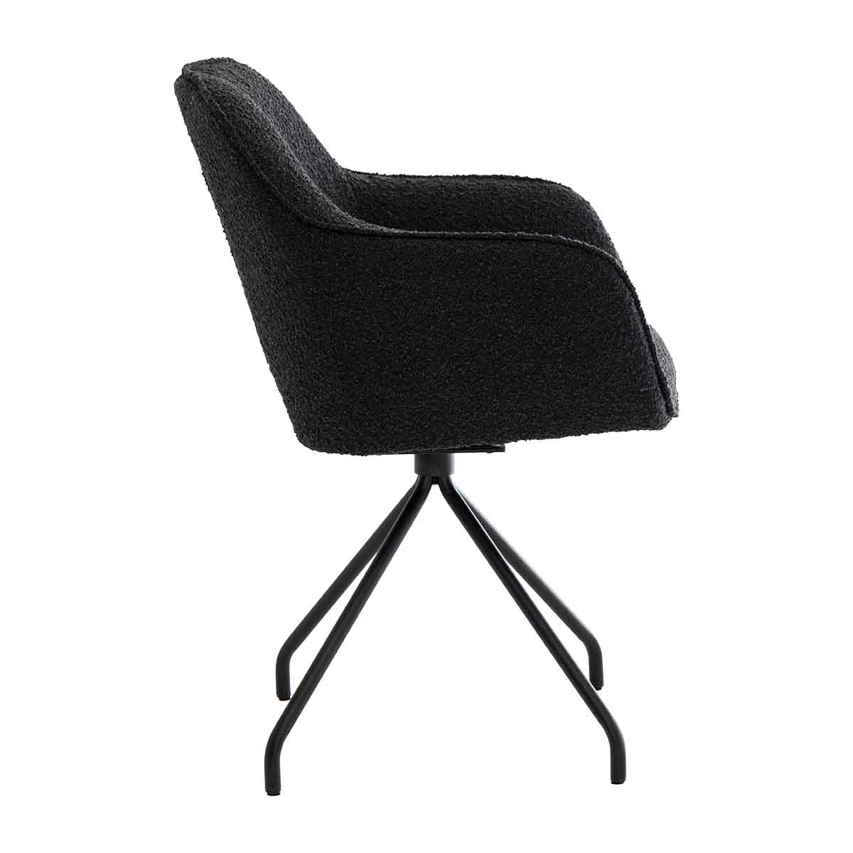 Levi Swivel Boucle Dining Arm Chair - Modern Upholstered Accent Chair for Kitchen, Dining Room & Office - 360 Degree Swivel & Comfortable Seat