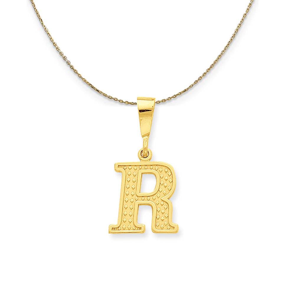 14k Yellow Gold Initial R Necklace - Elegant Gift for Ashley