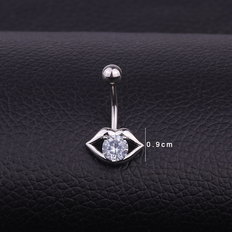Stainless Steel Sexy Lip Top Belly Button Ring - HSBR18608 | Hypoallergenic Body Jewelry for Navel Piercing, Perfect for Parties & Beach Outfits