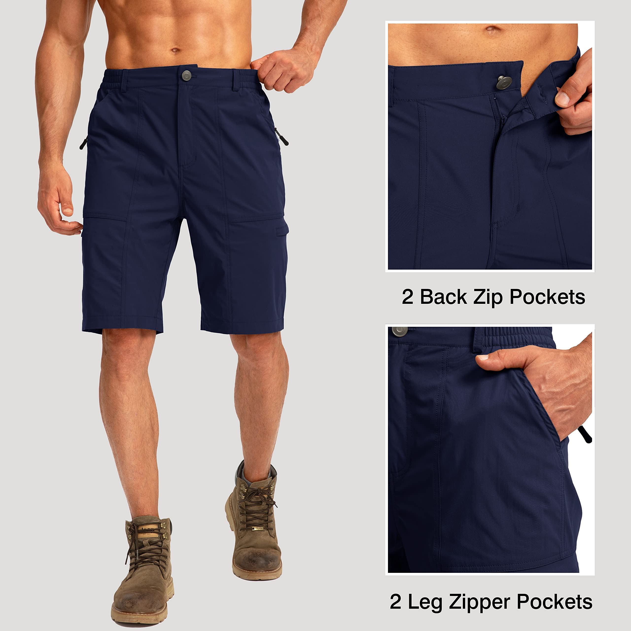 Viodia Men's Quick-Dry Hiking Cargo Shorts with 6 Pockets - Lightweight Stretch Outdoor Shorts for Fishing, Golf & Camping | Perfect for Summer Adventures & Active Lifestyles