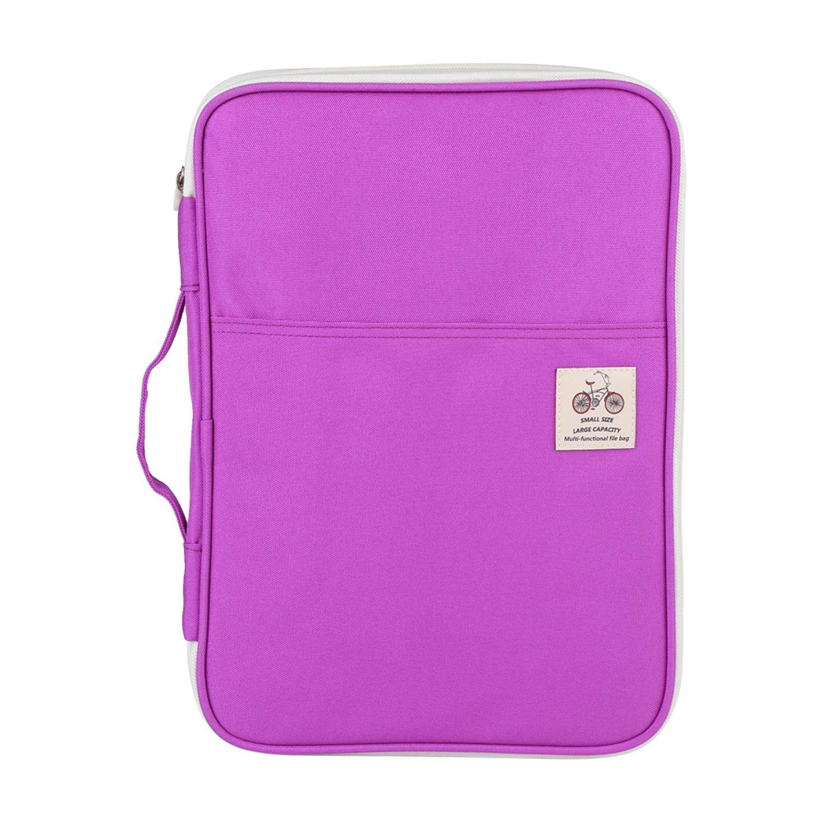 Zerodis A4 Document Bag - Waterproof Zippered File Folder Organizer for Office, School, Travel - Holds Laptop, Notebook, Papers - Purple (5 Color Options) | Perfect for Business Meetings, College Students & Daily Commute