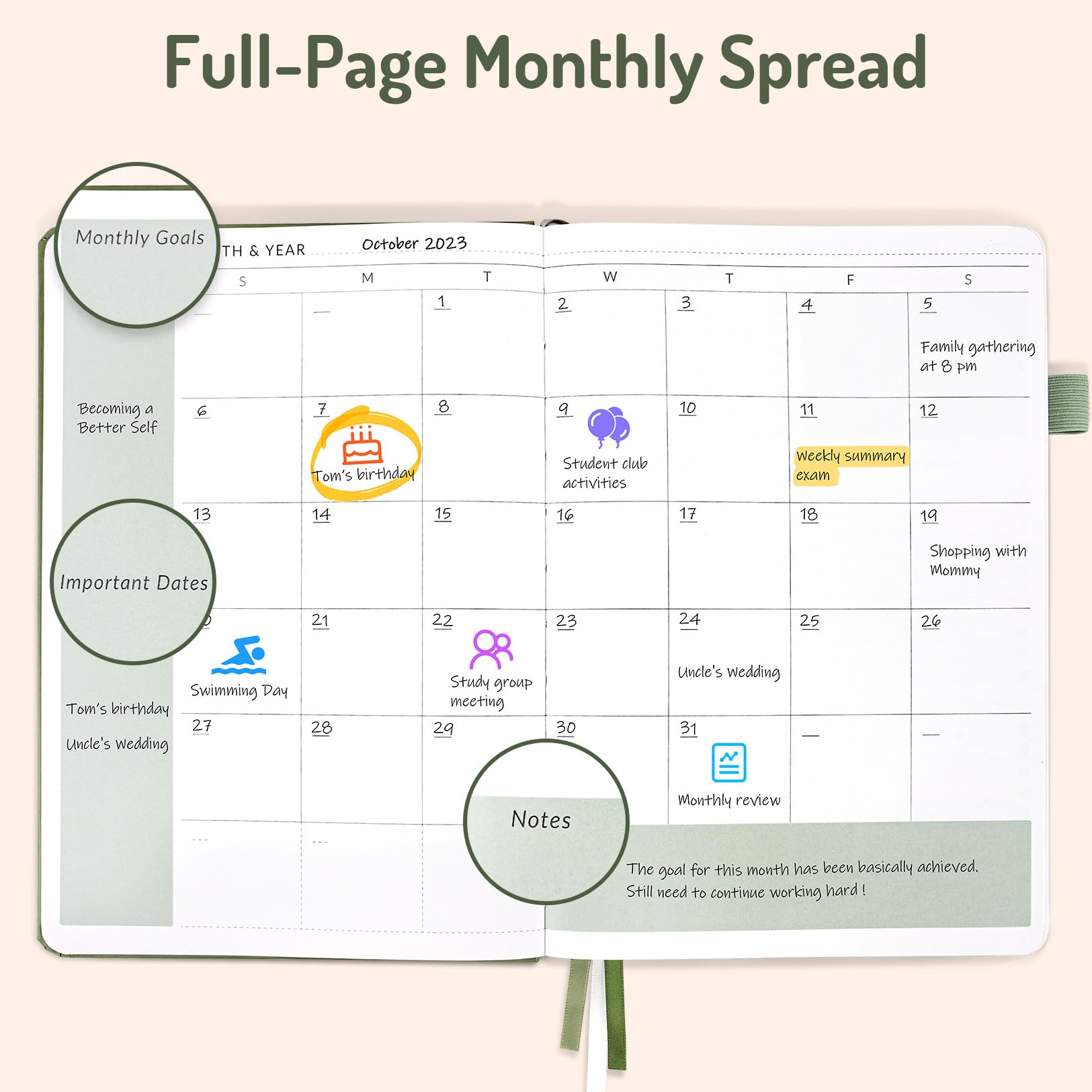 2025-2026 Undated Planner - B5 Daily Weekly Monthly Organizer with 12-Month Calendar, Simplified Large Schedule Notebook for Men & Women (7