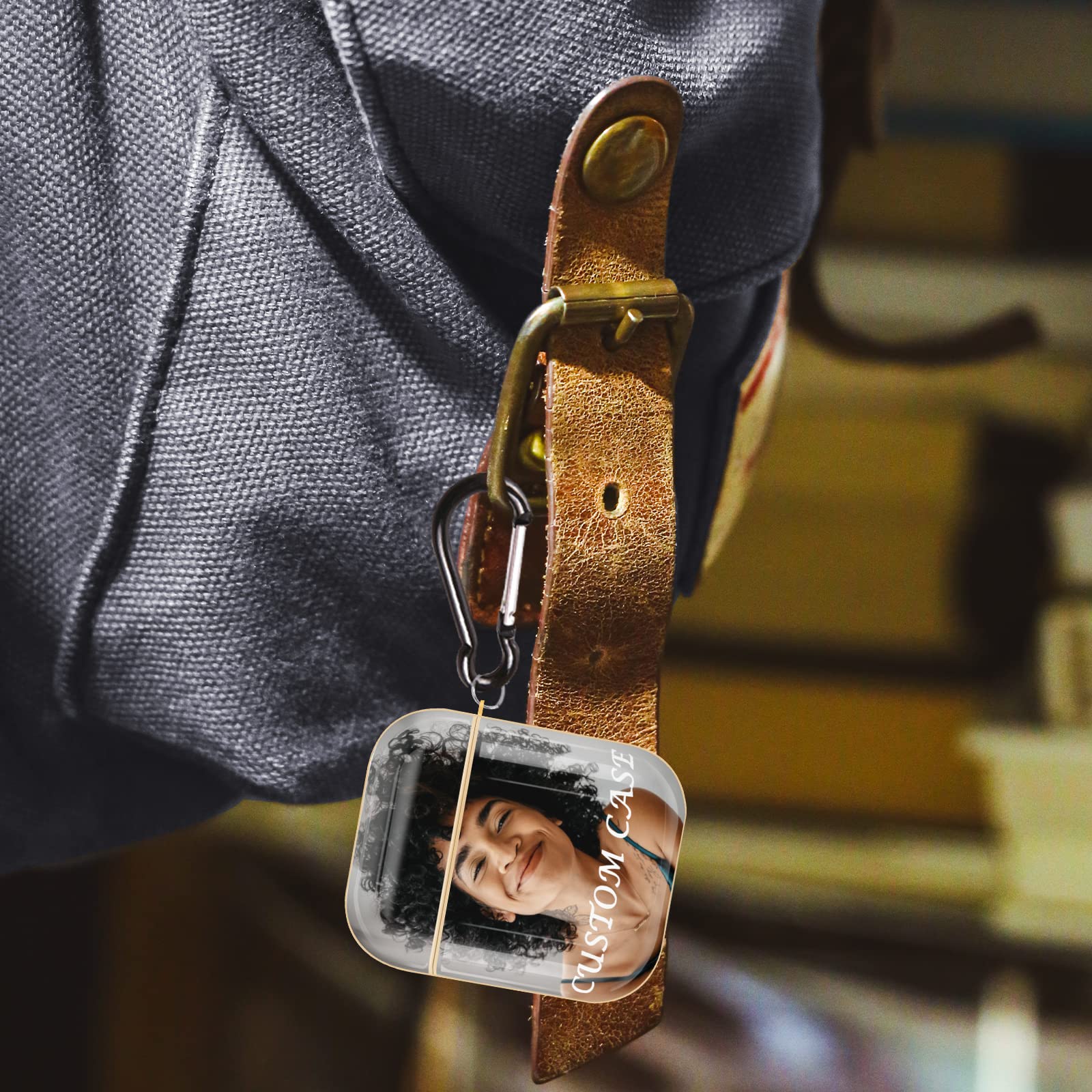 Custom AirPods 1&2 Case with Photo/Text - Durable PC Cover with Chain - Perfect Personalized Gift for Music Lovers
