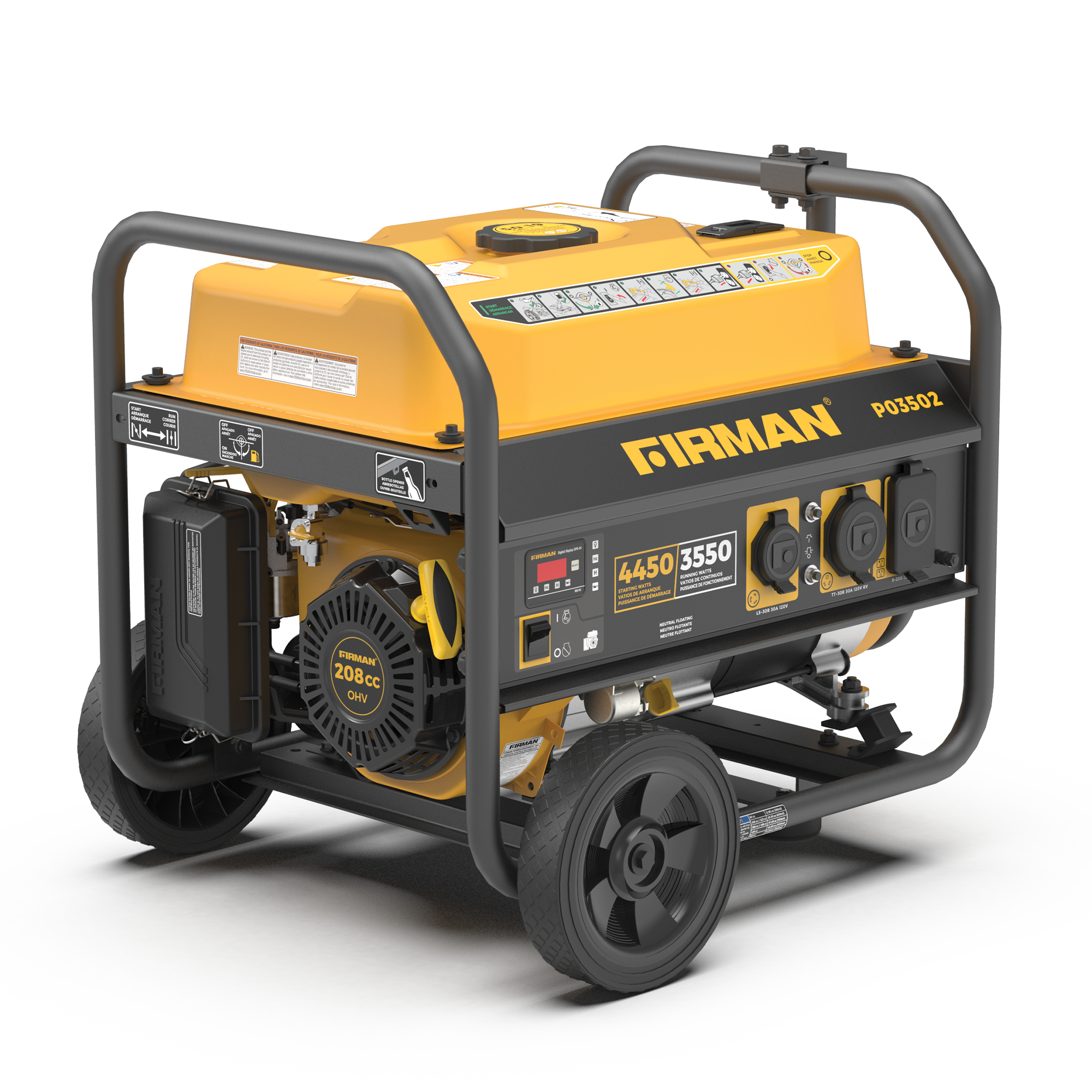 4450W Portable Gas Generator with Recoil Start - 120V Power Output for Camping, Outdoor Events & Emergency Backup