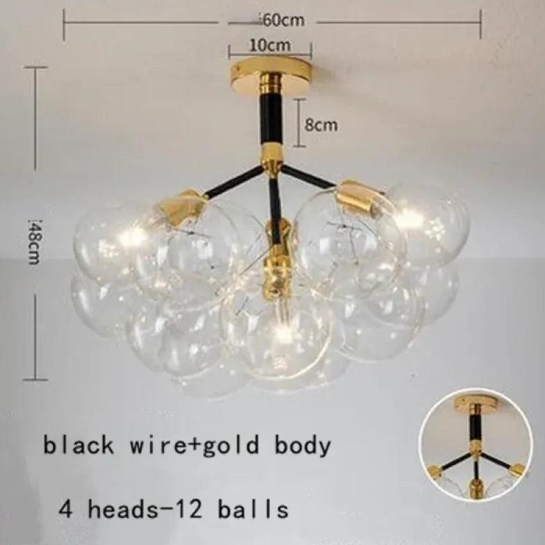 Elegant Transparent Glass Bubble Chandelier - Modern Artistic Lighting Fixture for Dining Room, Living Room & Bedroom Decor