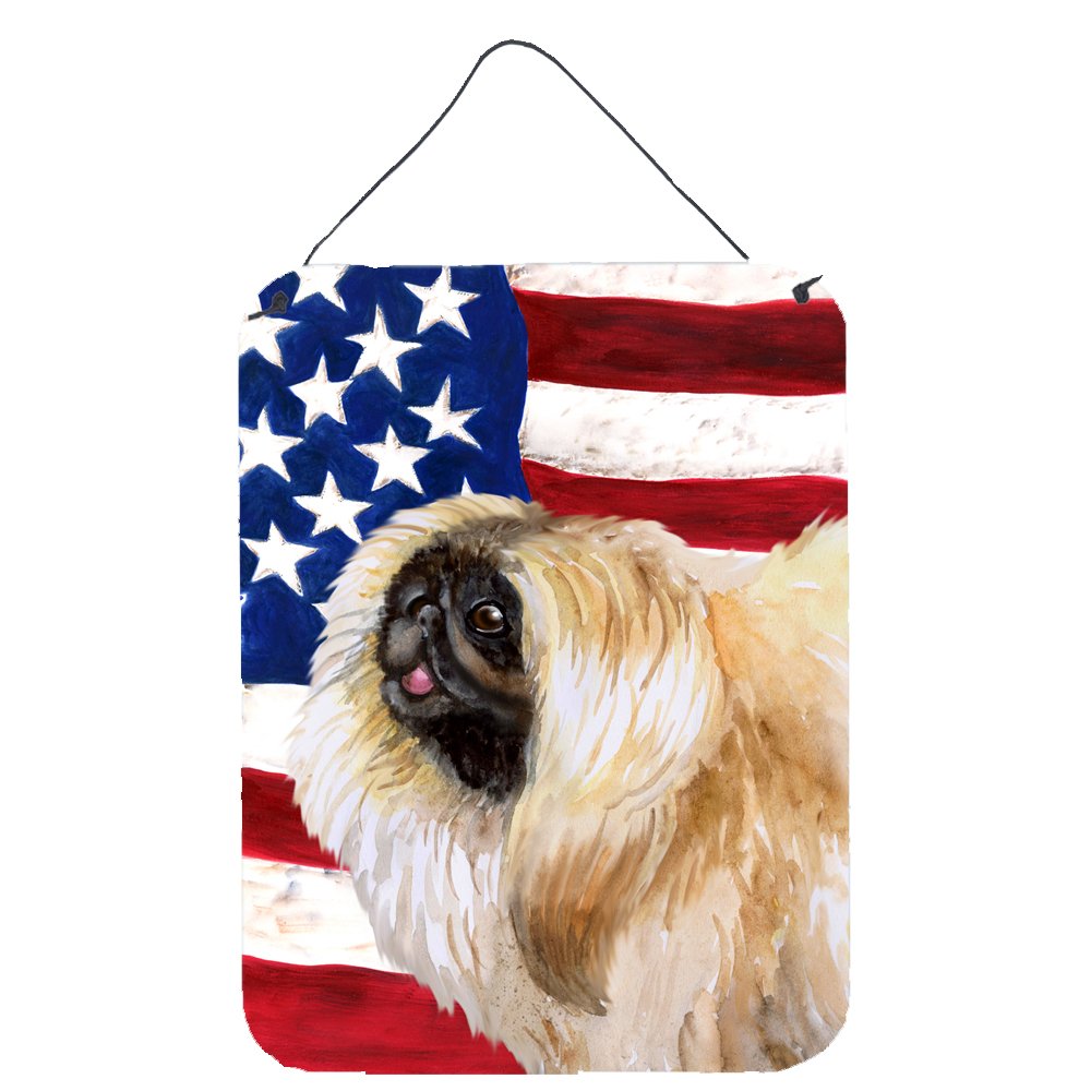 Pekingese Patriotic Wall Decor - 12x16 Aluminum Metal Sign for Kitchen, Bar, Bathroom & Front Door | Caroline's Treasures BB9681DS1216 | Perfect for Home, Office & Pet Lover Gifts