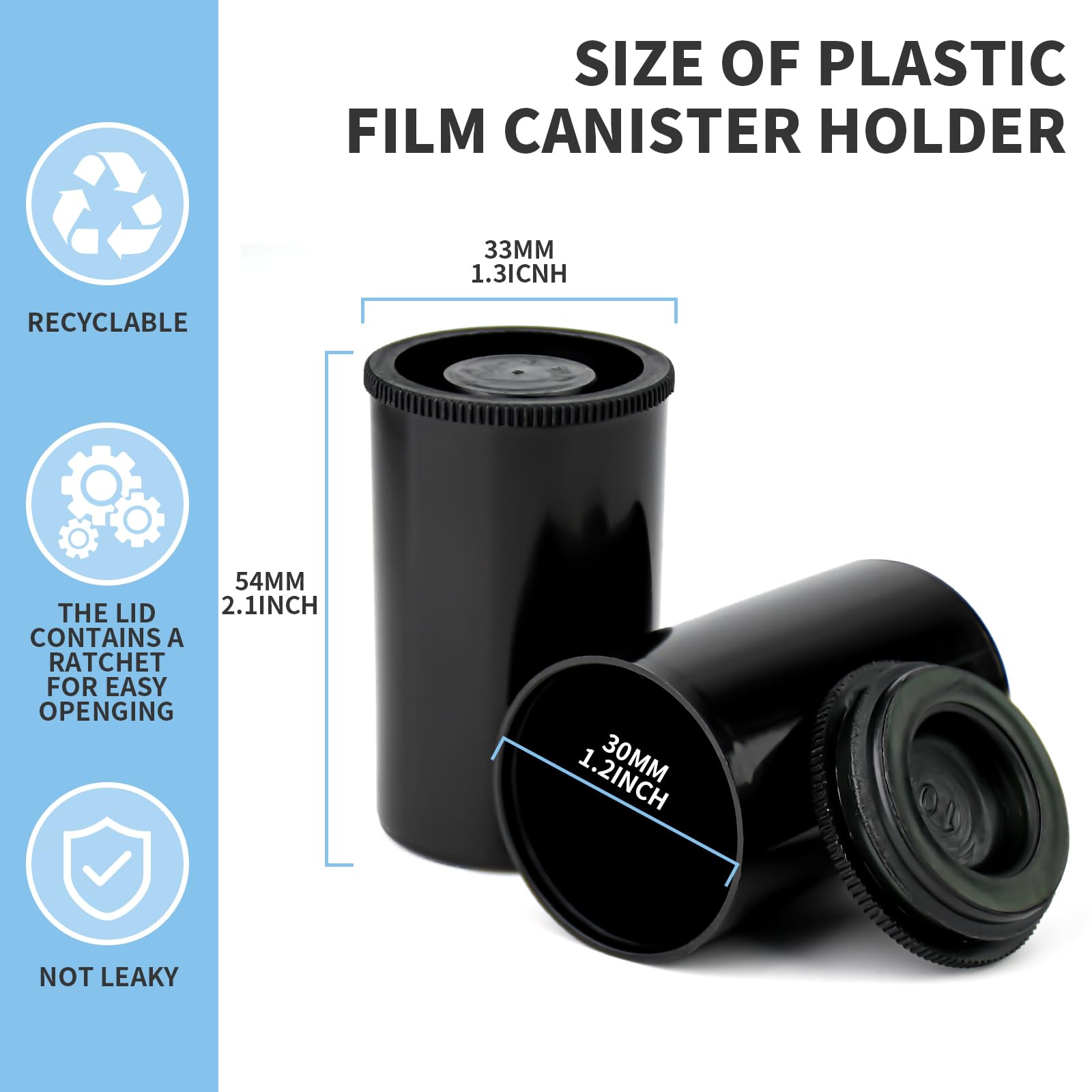120 Pieces 35mm Black Plastic Film Canisters with Lids - Empty Camera Reel Storage Containers for Small Accessories, Fishing Hooks, Coins, Art Beads & Science Experiments - Perfect for Photography, Crafting & DIY Projects