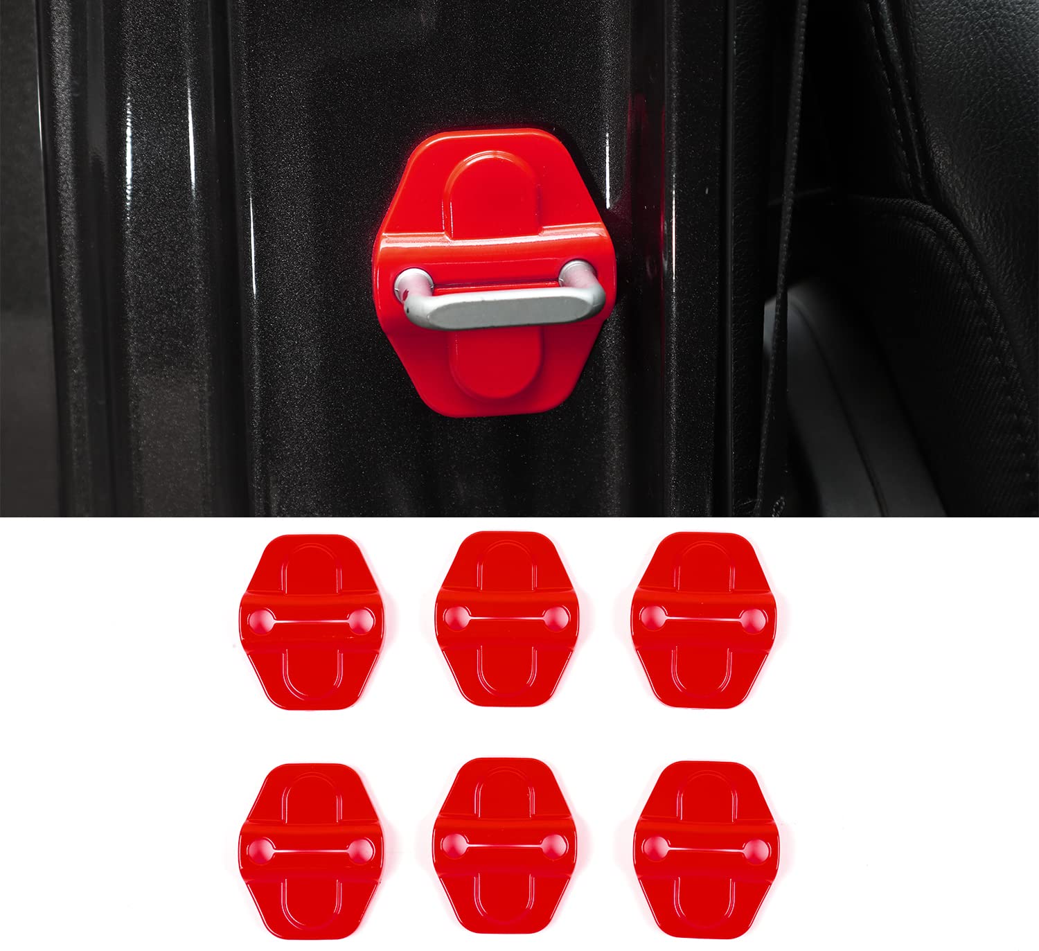 Voodonala ABS Exterior Door Lock Cover Buckle Trim for 2018-2024 Jeep Wrangler JL/JLU & 2020-2021 Gladiator JT - 6PC Red Accessories - Enhance Style & Protection for Off-Road Adventures