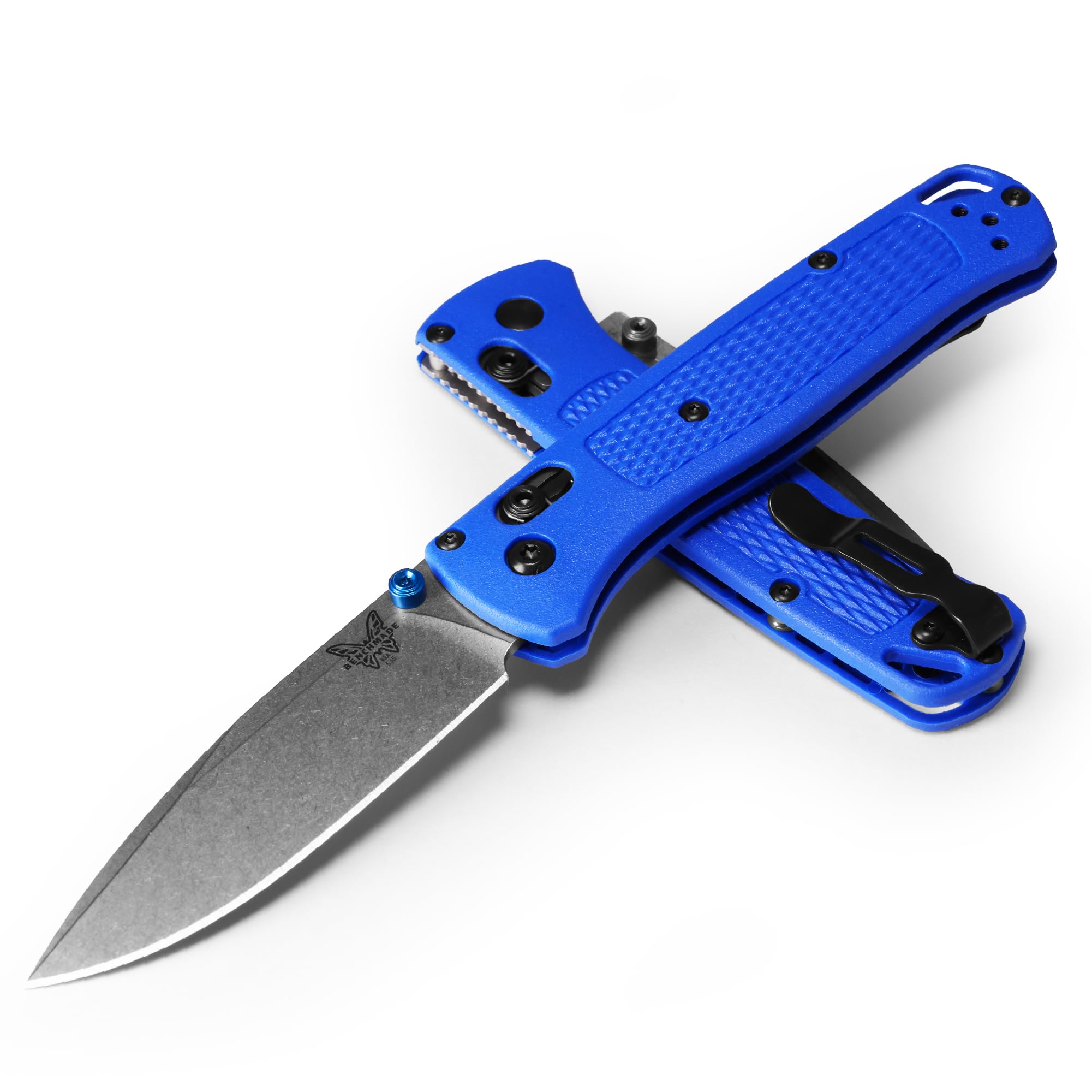 Benchmade Bugout 535 EDC Folding Knife - Lightweight Blue Grivory Handle, Perfect for Everyday Carry, Camping & Outdoor Adventures