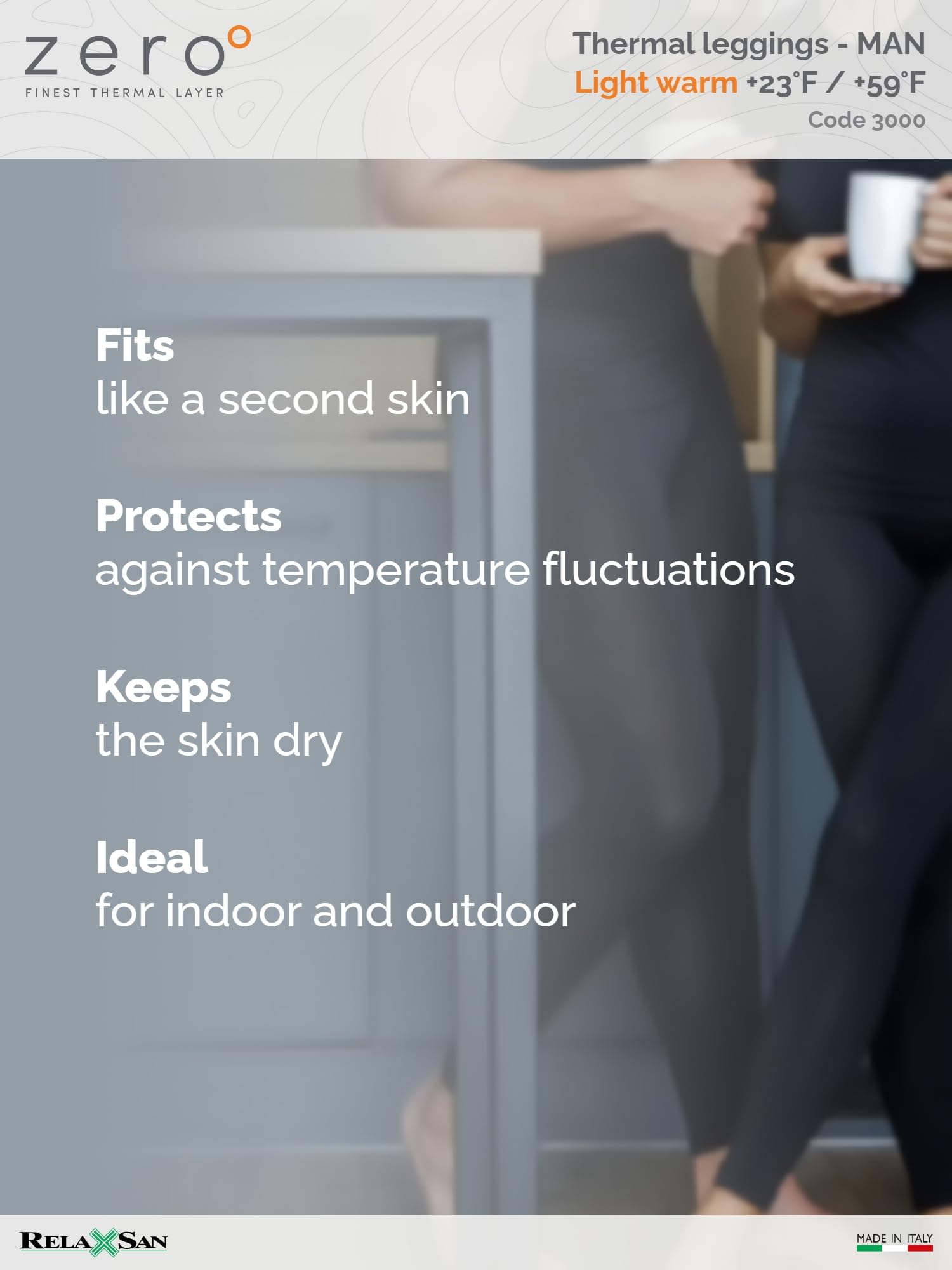 Relaxsan Zero 3000 Men's Thermal Base Layer Leggings - Dryarn & Merino Wool Blend for Warmth & Breathability | Perfect for Winter Sports, Hiking & Cold Weather Activities