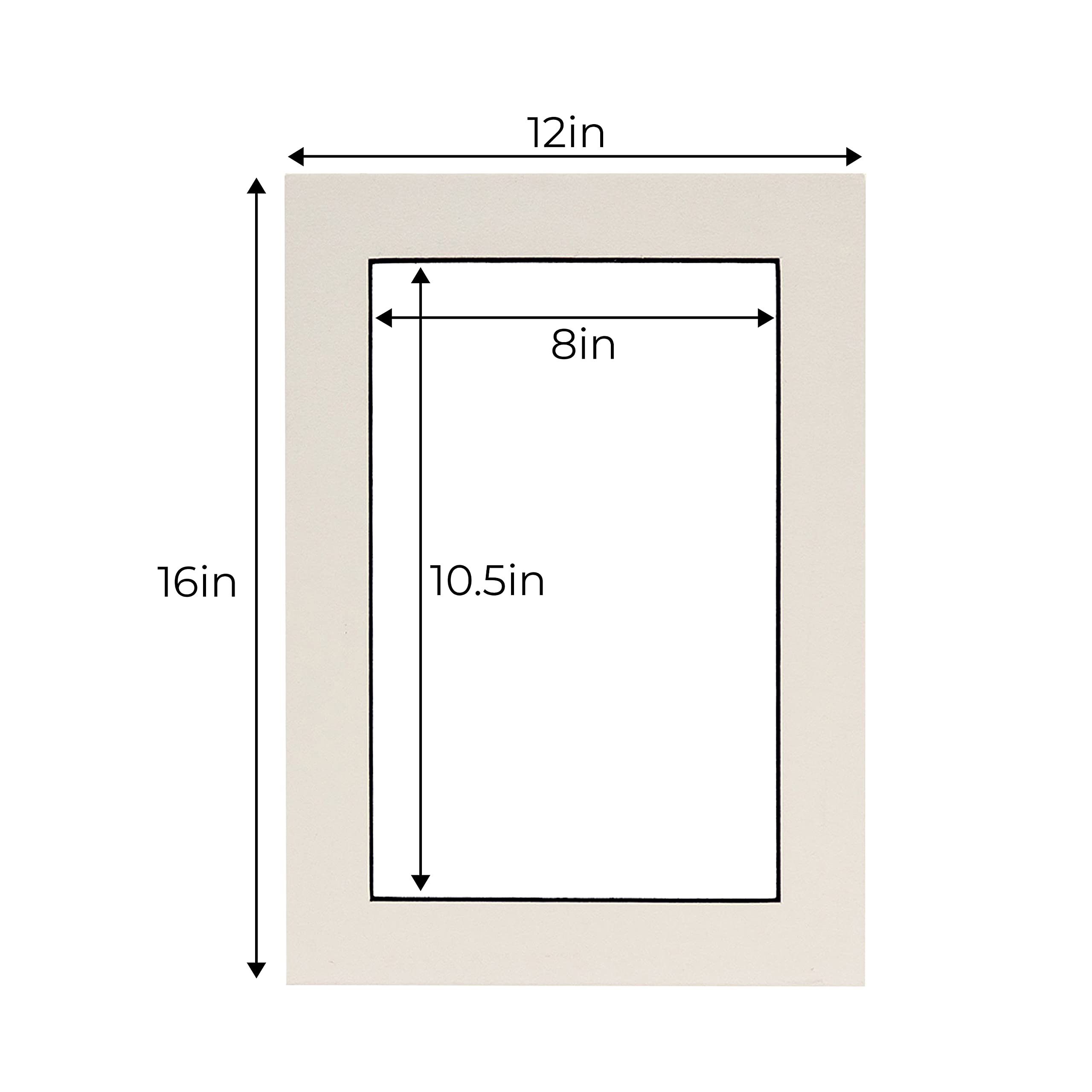 CountryArtHouse White Acid-Free 12x16 Picture Frame Mat with Black Core Bevel Cut for 8.5x11 Photos - Fits 12x16 Frames - Pack of 100 - Perfect for Home Decor, Office Displays & Art Gallery Presentations
