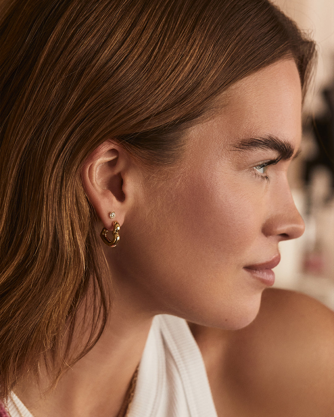 Lou Statement Heart Huggie Earrings - Elegant Gold Plated Huggie Hoops for Women | Perfect for Everyday Wear, Date Nights & Special Occasions