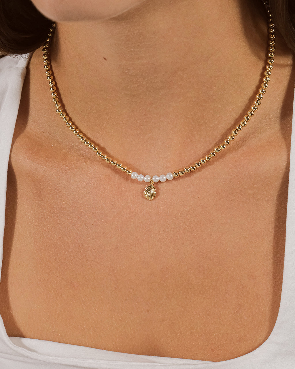 Marjorie Pearl & Shell Pendant Necklace - Elegant Beach Jewelry for Women, Perfect for Weddings, Vacations & Summer Outfits