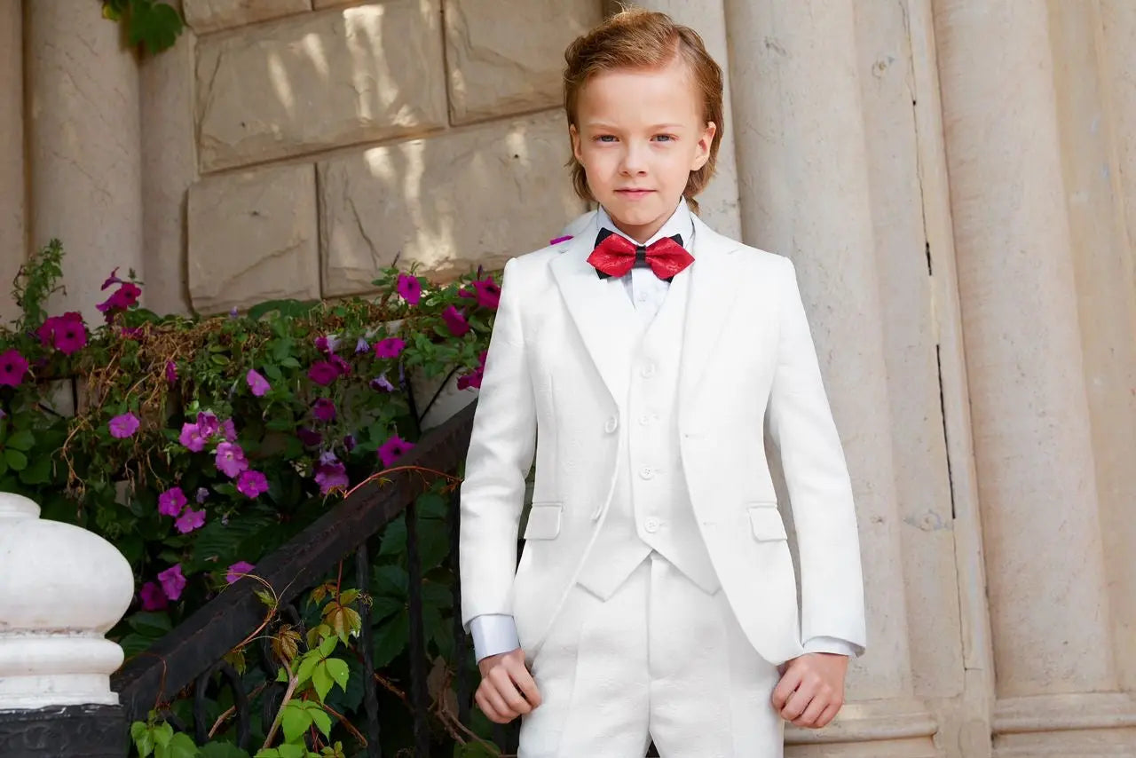 5-Piece Boys Suit Set - White | Premium Quality | Made in Canada | Perfect for Weddings, School Events & Formal Occasions