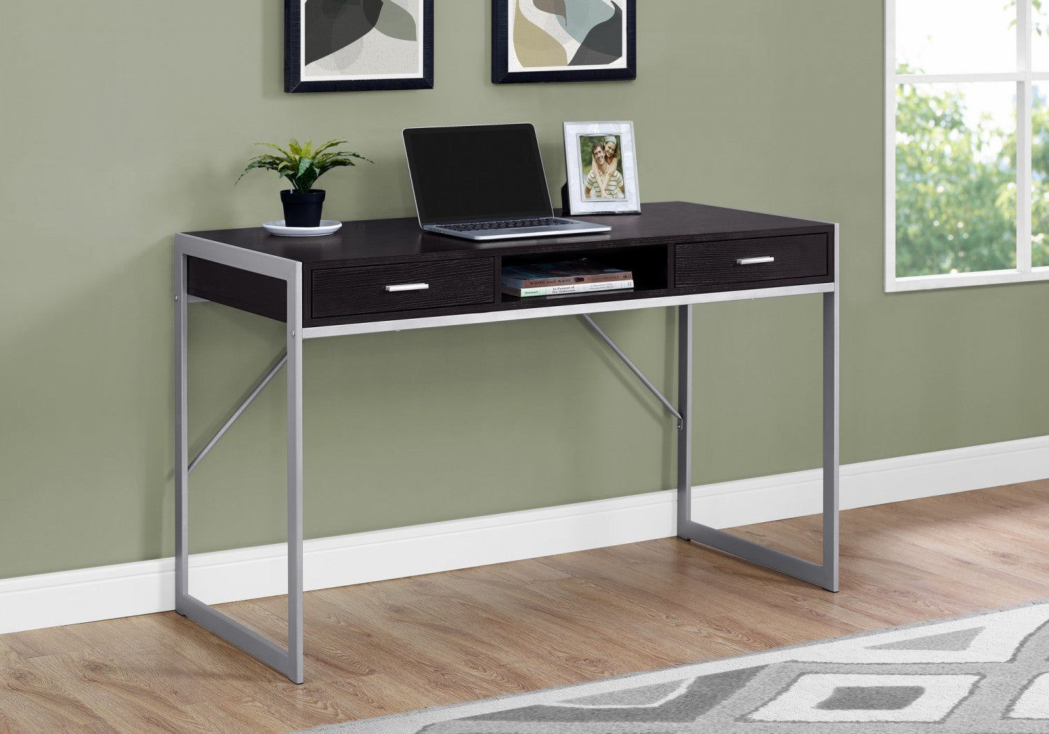 Zale Desk - Modern Brown Wooden Writing Desk for Home Office | Study, Work, and Remote Learning Workspace Solution
