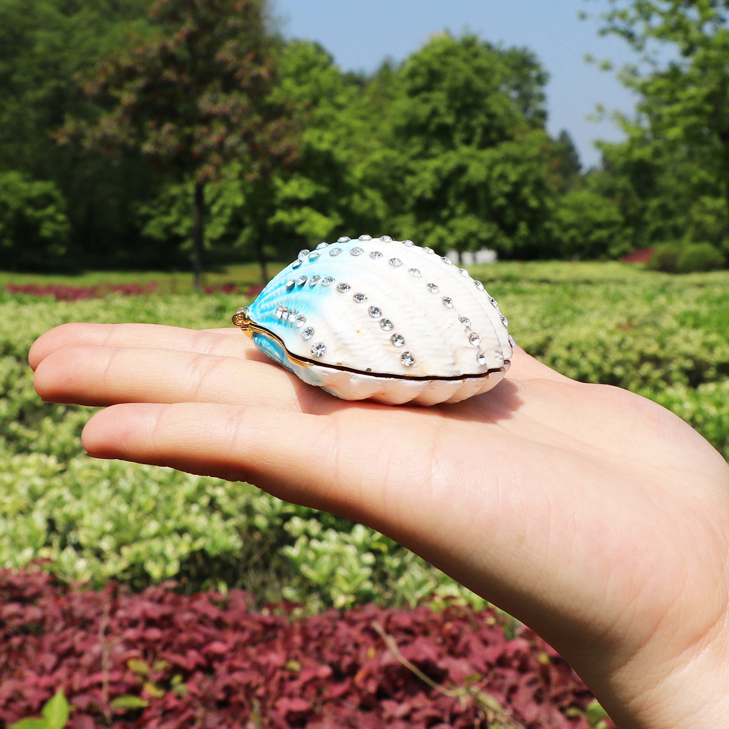 Elegant Waltz&F Seashell Ring Holder & Jewelry Trinket Box - Perfect for Bathroom Vanity, Dresser Organizer & Gift for Women