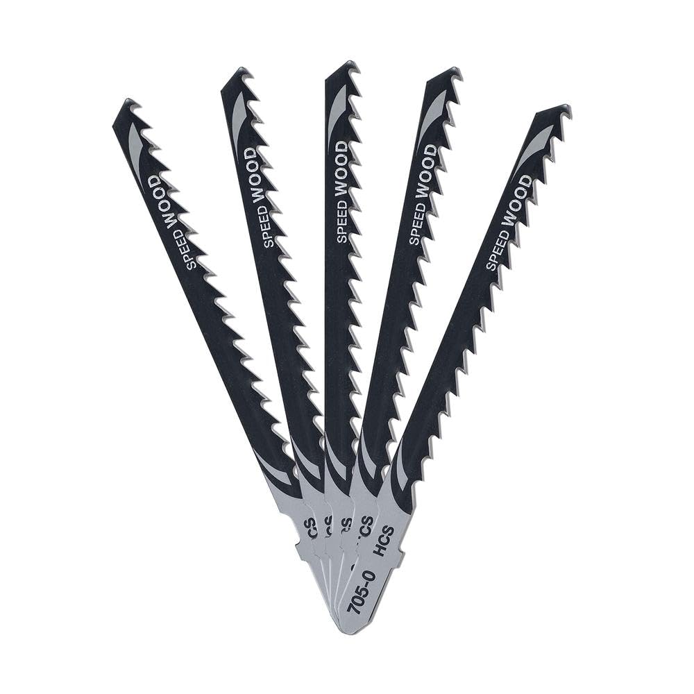 DEWALT DT2077-QZ 5-Piece High Carbon Steel Jigsaw Blades for Wood Cutting, Up to 2.36