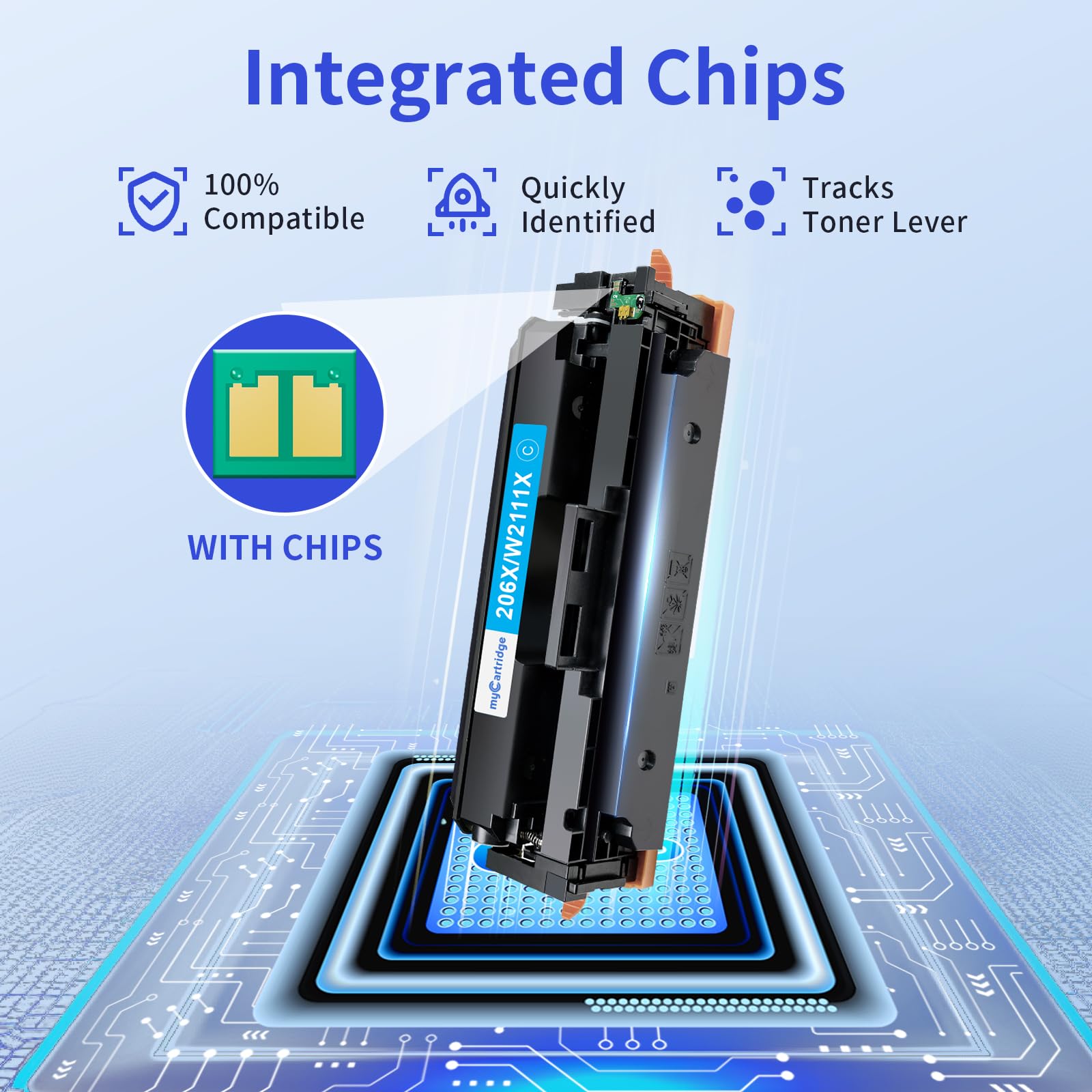 High Yield 206X Toner Cartridges 4-Pack (with Chip) - Compatible Replacement for HP 206X/206A - Works with Color LaserJet Pro MFP M283fdw, M283cdw, M283fdn, M282nw, M255dw, M255nw, M283, M255 & W2110X/W2110A Printers - Ideal for Home Office, Small Business & High-Volume Printing