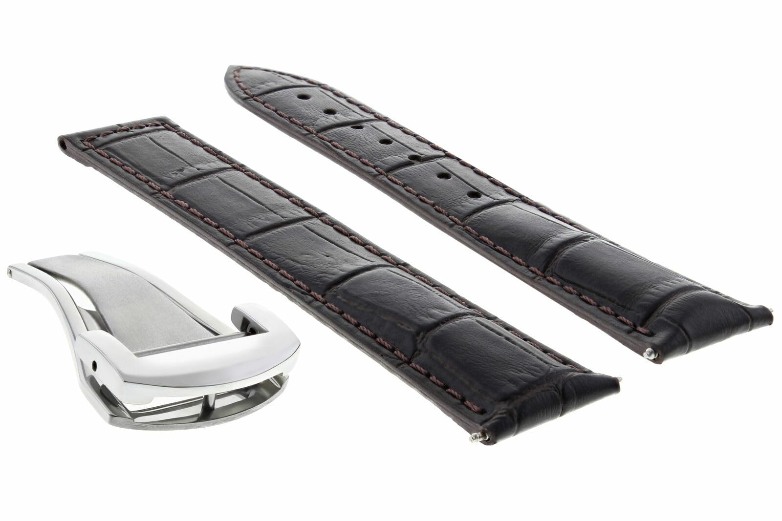 20mm Genuine Leather Watch Band Strap for Omega Seamaster Planet Ocean - Dark Brown Replacement Strap with Deployment Clasp | Durable & Comfortable for Daily Wear, Business & Casual Occasions