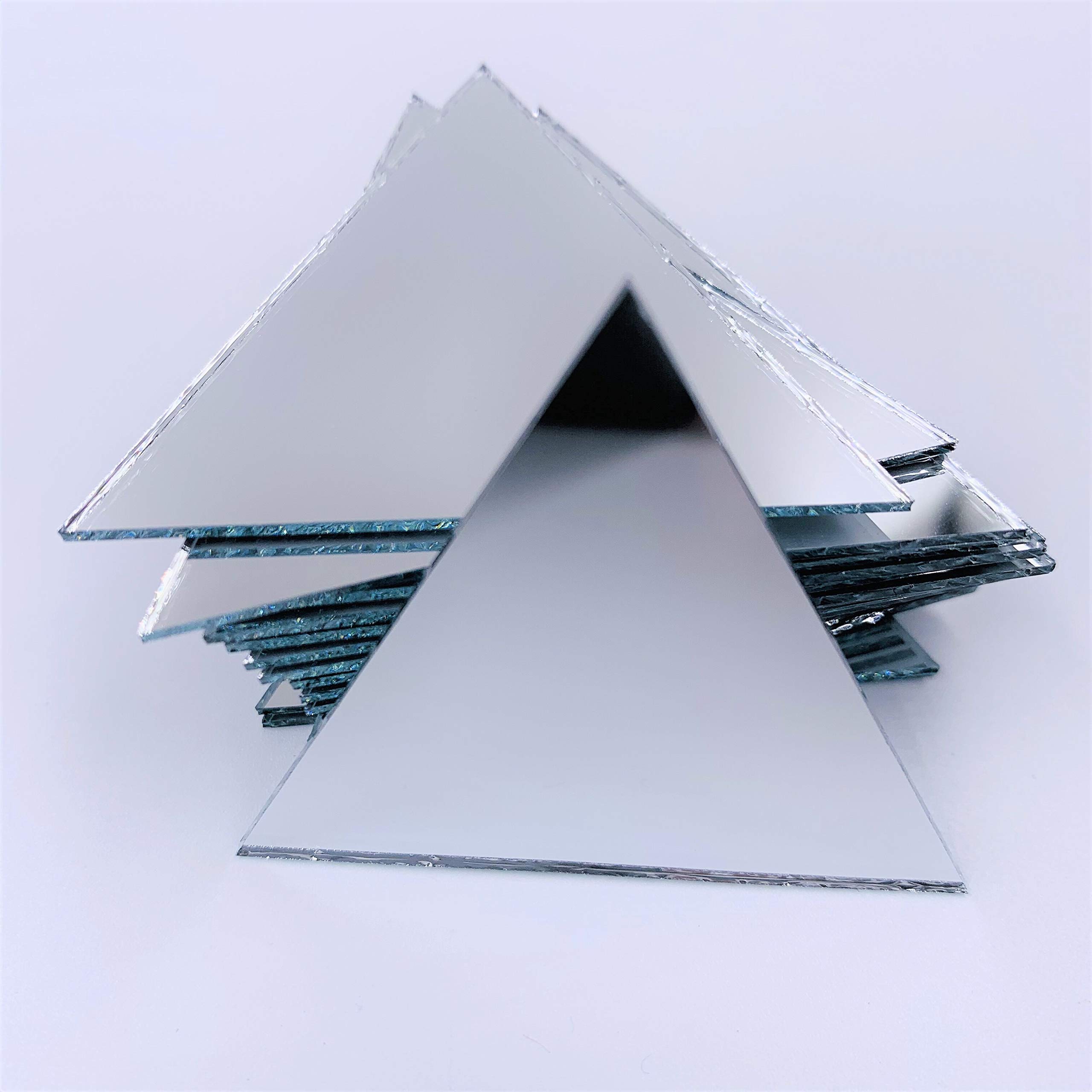 2 Inch (50.8mm) Silver Triangle Mirror Mosaic Tiles - 50pcs for DIY Crafts, Home Decor, Wall Art & Furniture Accents - Perfect for Bathroom, Kitchen Backsplash & Mosaic Projects