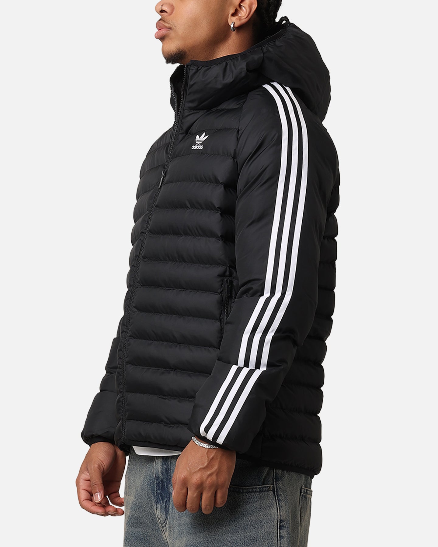 Adidas Padded Hooded Jacket for Men & Women - Black/White Winter Coat with Warm Fleece Lining - Perfect for Outdoor Activities, Hiking & Casual Wear